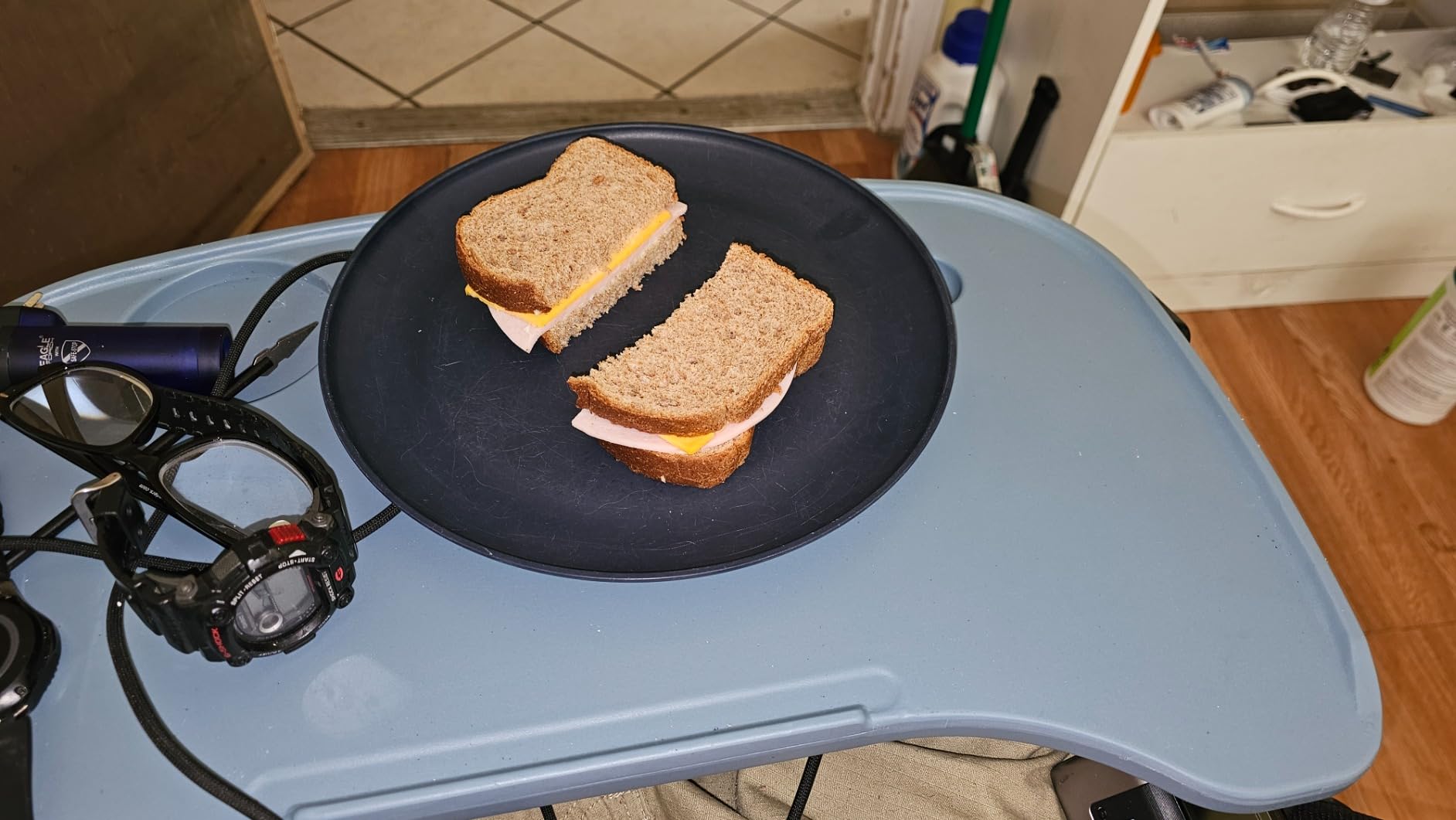 Wheelchair Tray Table - Removable Wheelchair Desk Lap Board Eating Aid for Nursing Patient, Fits Wheelchair Arms of Distance 18-20 customer photo 1