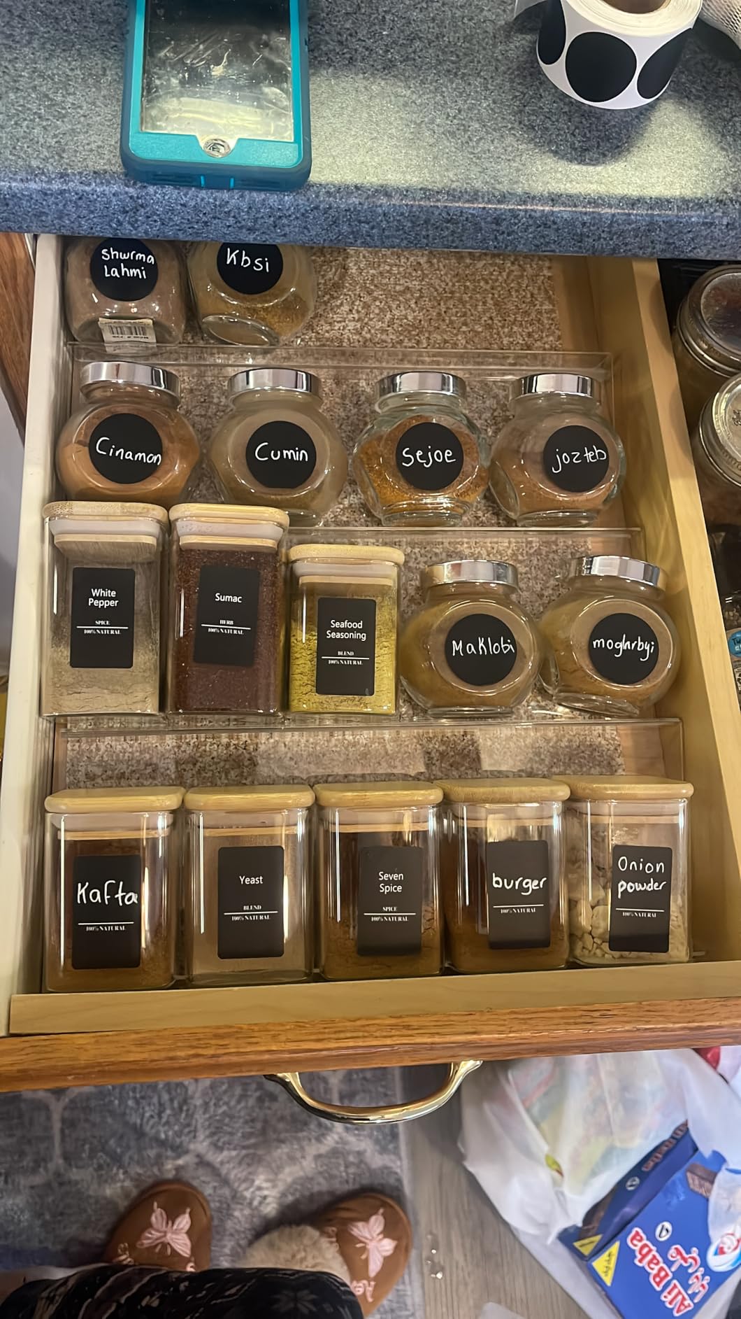 Spice Drawer Organizer 4 Tier, Acrylic Seasoning Organizer Rack, Clear Spice Rack Tray, Kitchen Seasoning Jars Drawers Insert (Jars Not Included/Expandable From 9