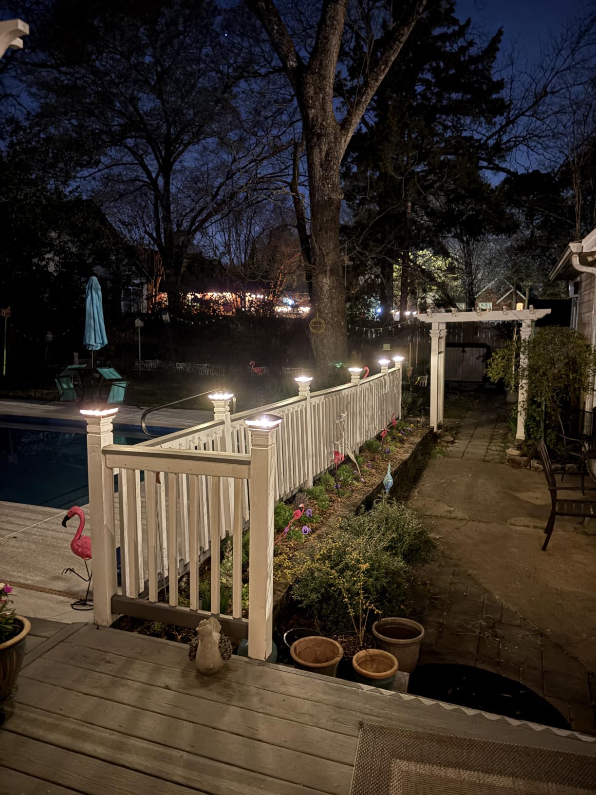 APONUO 12 Pack Solar Post Cap Lights, 2 Modes(Warm/Cool Light) Outdoor Waterproof Fence Post Solar Lights, Solar Powered Garden, Patio, Deck Decor for 4x4, 5x5, 6x6 Wood & Vinyl Posts, White customer photo 2
