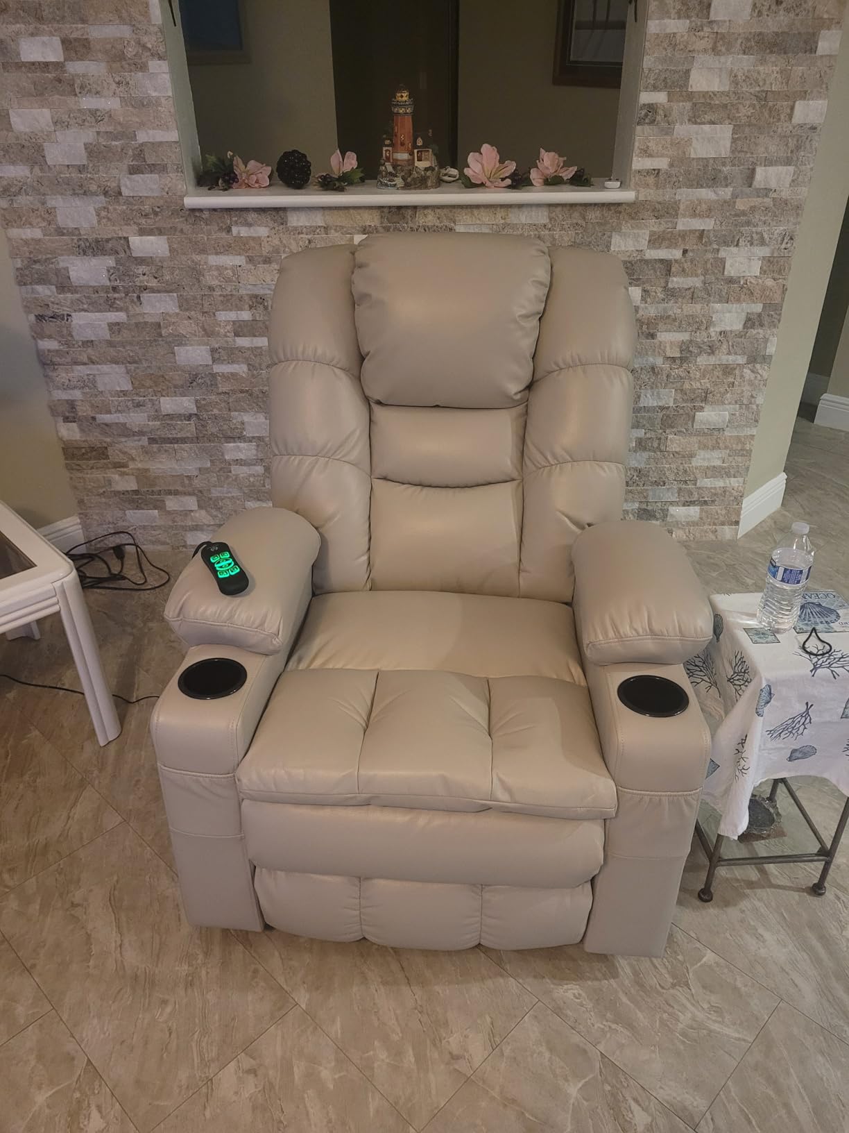MCombo Large Triple Motor Power Lift Recliner Chair with Massage and Dual Heating, Adjustable Headrest for Tall Elderly People, Faux Leather 7634 customer photo 2