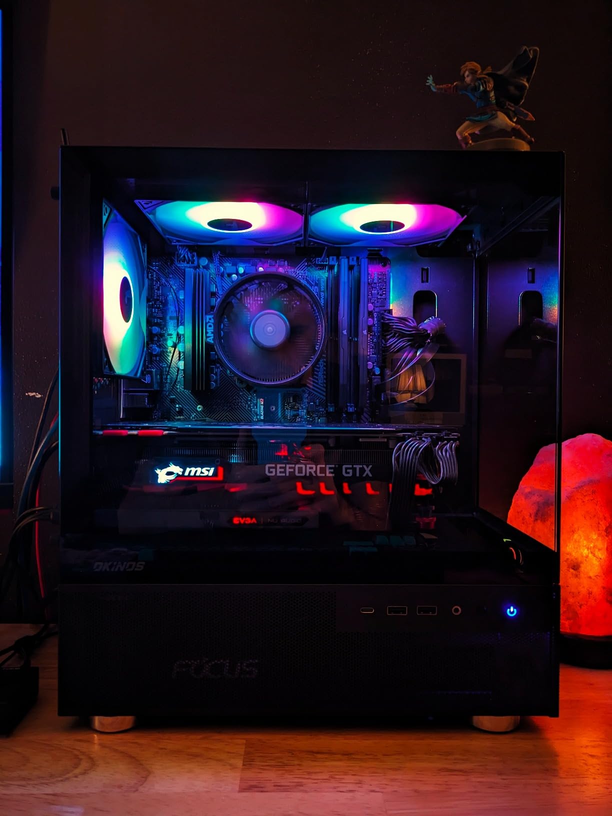 Okinos Aqua 3, Micro ATX Case, MATX PC Case with 3 X 120mm 3-Pin ARGB Fan Pre-Installed, Panoramic View Tempered Glass Front & Side Panel, with Type C Port, Black customer photo 2