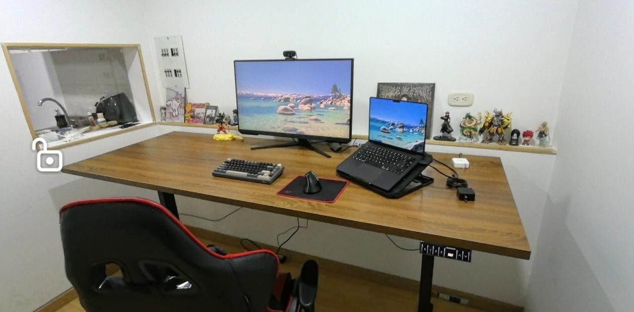 HUANUO Electric Standing Desks Frame with 265 lbs Dual Motor, Thick T-Shaped Desk Legs Made of Automotive Grade Steel, for Max 90x31.5 Desktop, Height Adjustable Desk Frame for Home Office, Frame Only customer photo 2