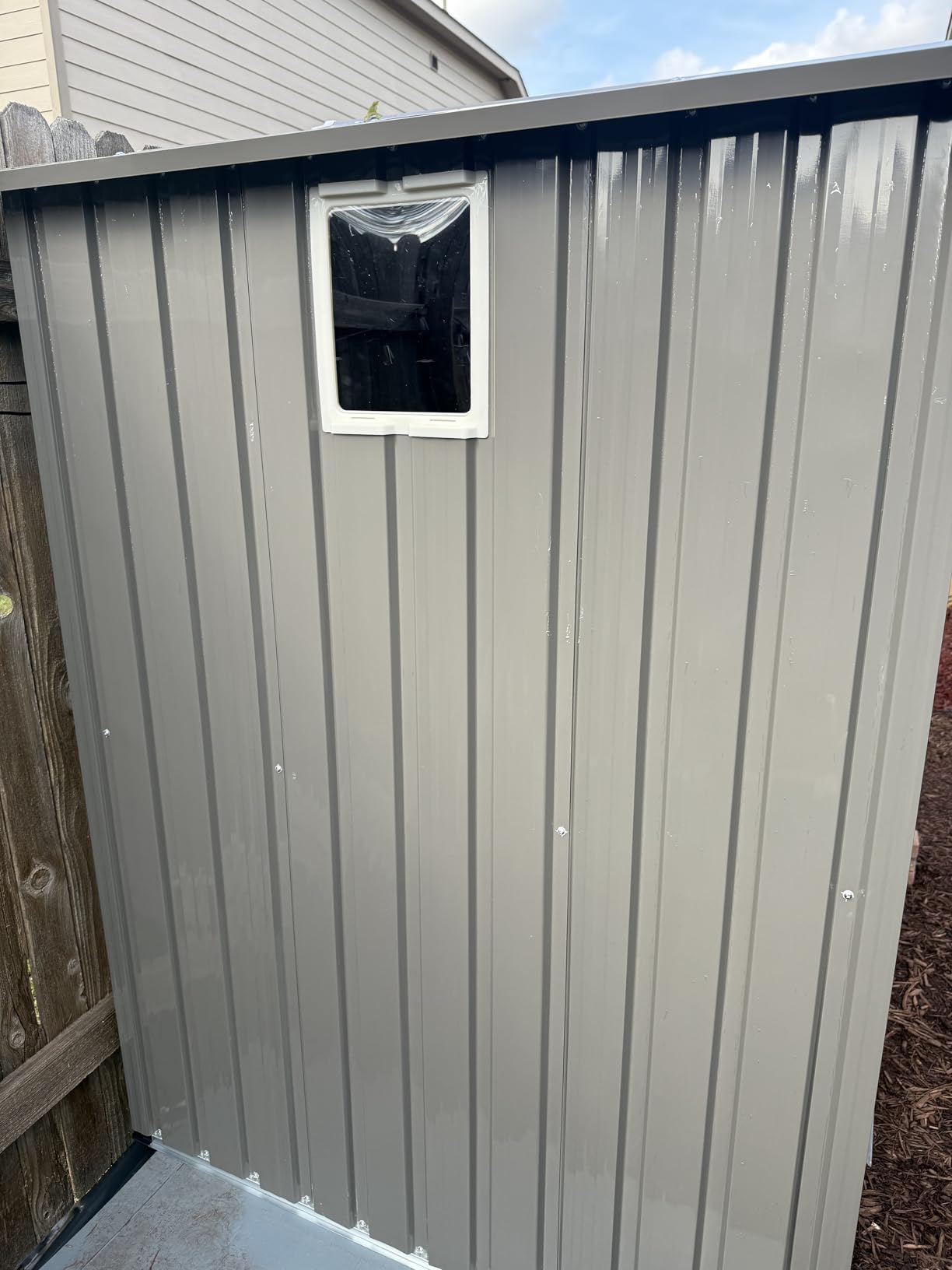 JYQAQA 6x4 FT Outdoor Garden Storage Shed, Waterproof Metal Garden Sheds with Lockable Double Door, Weather Resistant Steel Tool Storage Shed for Patio, Lawn Gray customer photo 2