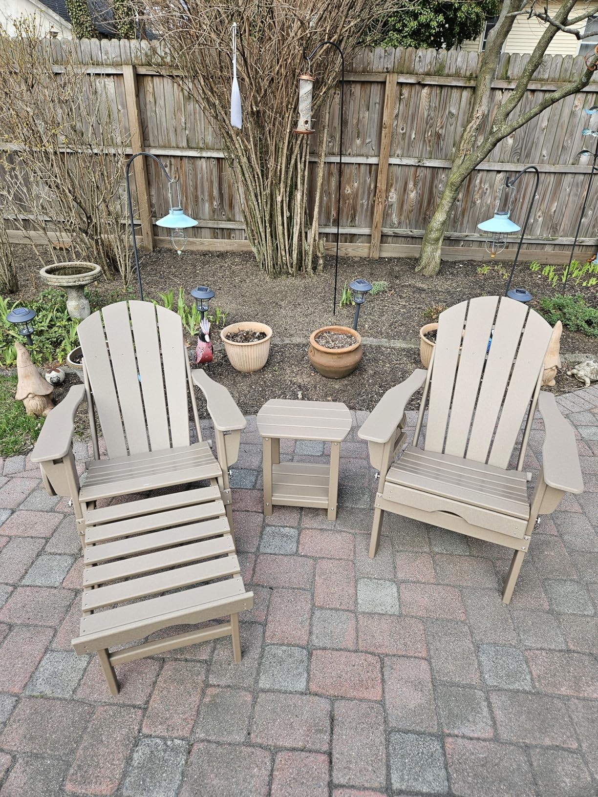 Adjustable Adirondack Chair with Retractable Ottoman Set of 2, HDPE Folding Adirondack Chair with Cup Holder, All Weather Fire Pit Chair for Outdoor customer photo 1