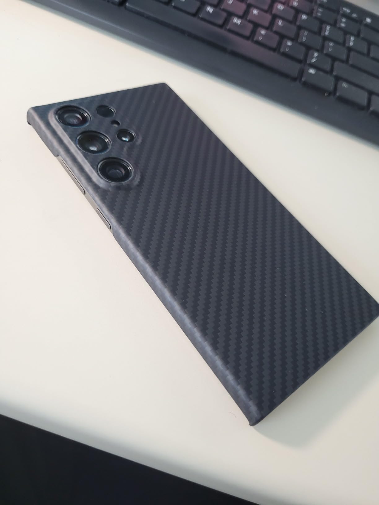 Slim and Lightweight Aramid Carbon Fiber Case for Samsung Galaxy S24 Ultra, Camera Full Cover Protection (Black) customer photo 1