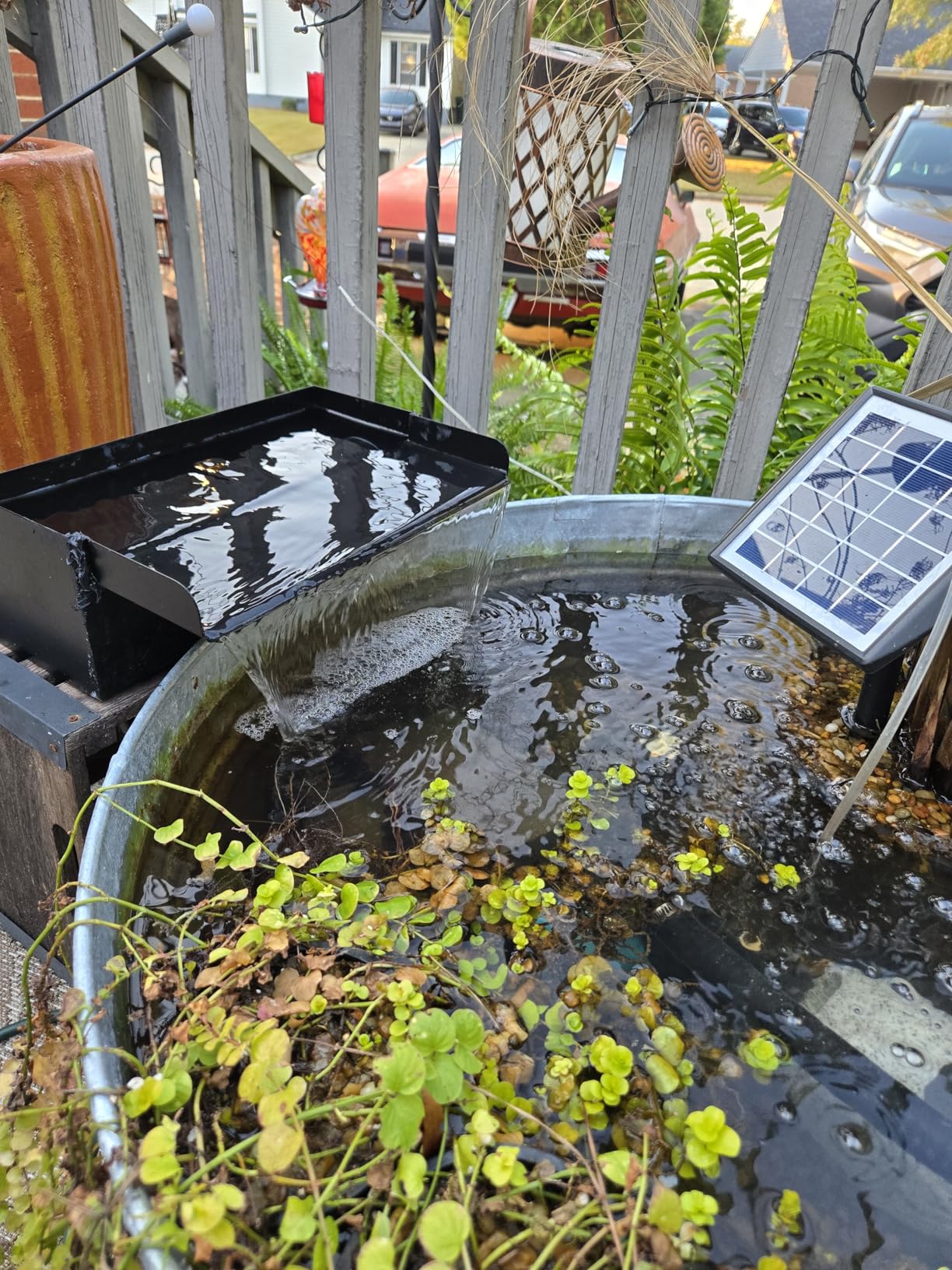 POPOSOAP Pond Waterfall with Pump Kit, 304 Stainless Steel Waterfall Spillway with 40W 660GPH Pump, Pond Spillway with 9.8FT Corrugated Tubing for Garden (12inch)-P43 customer photo 2