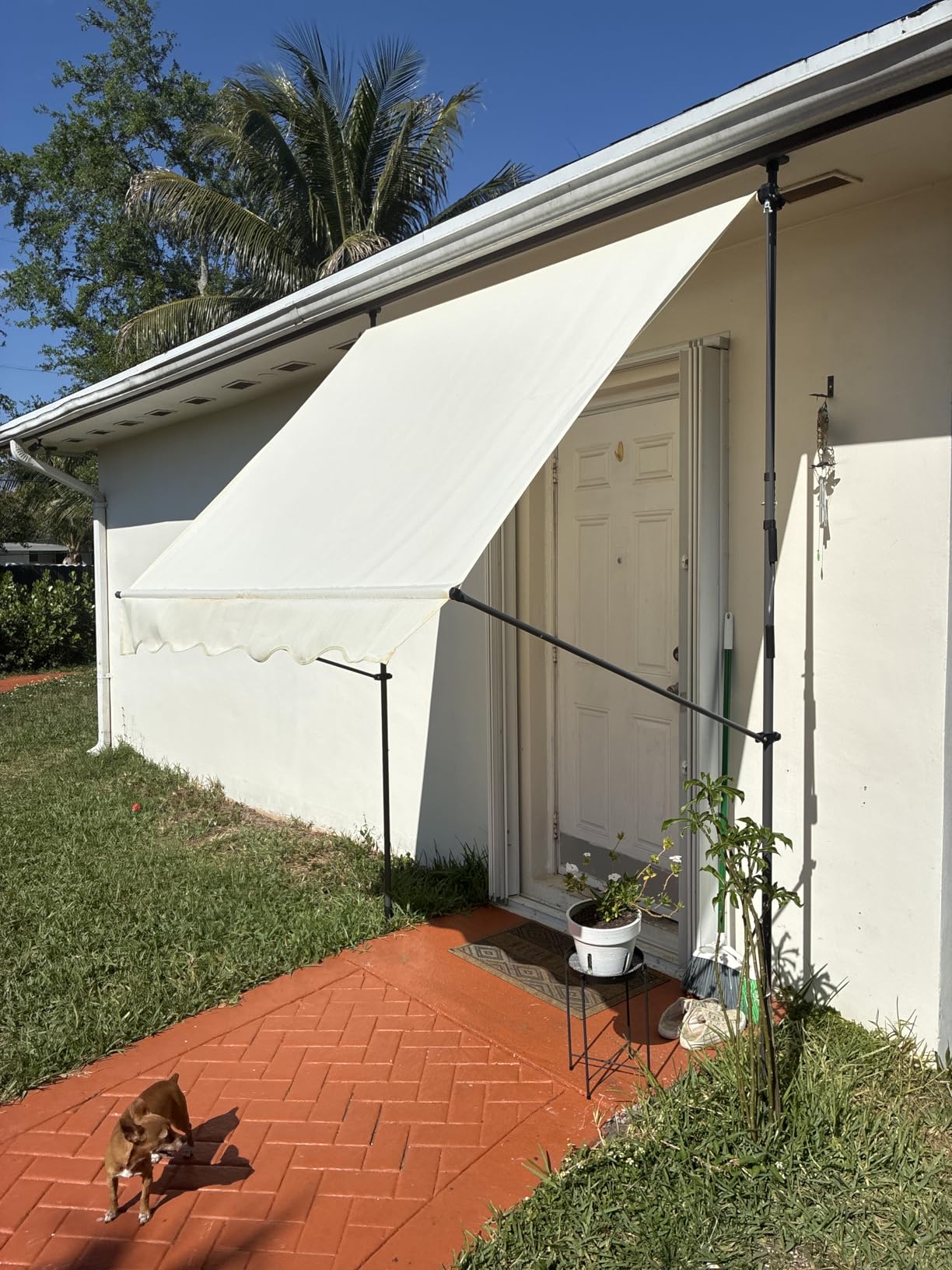 KELIXU Manual Retractable Awning, 118-Inch Adjustable Retractable Awnings for Patio Door Exterior Sunshade Shelter, Window Awning Canopy with UV Protection for Backyard, Garden, Balcony - Gray customer photo 1