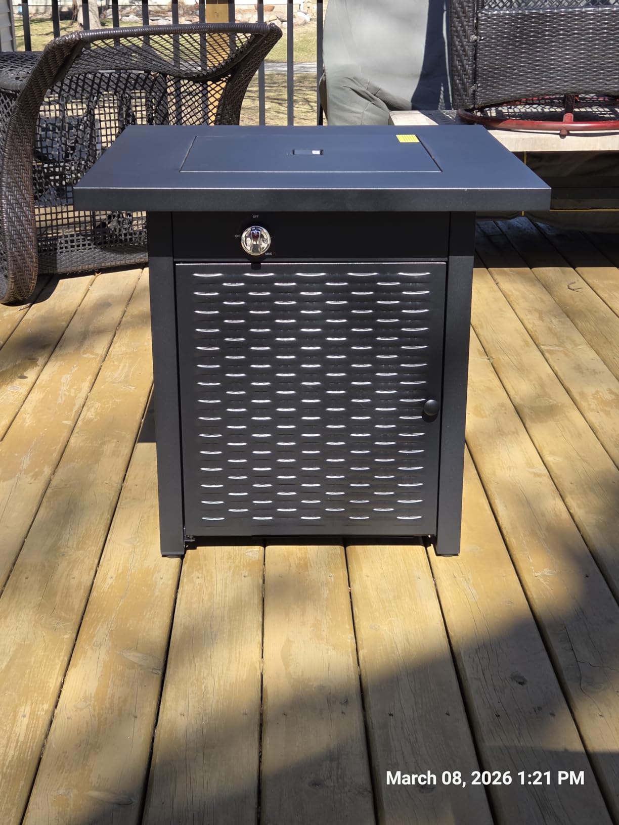 Ciays 42 Inch Gas Fire Pit Table, 60,000 BTU Propane Pits for Outside with Steel Lid and Lava Rock, 2 in 1 Firepit Table Gatherings Parties on Patio Deck Garden Backyard, Black customer photo 1
