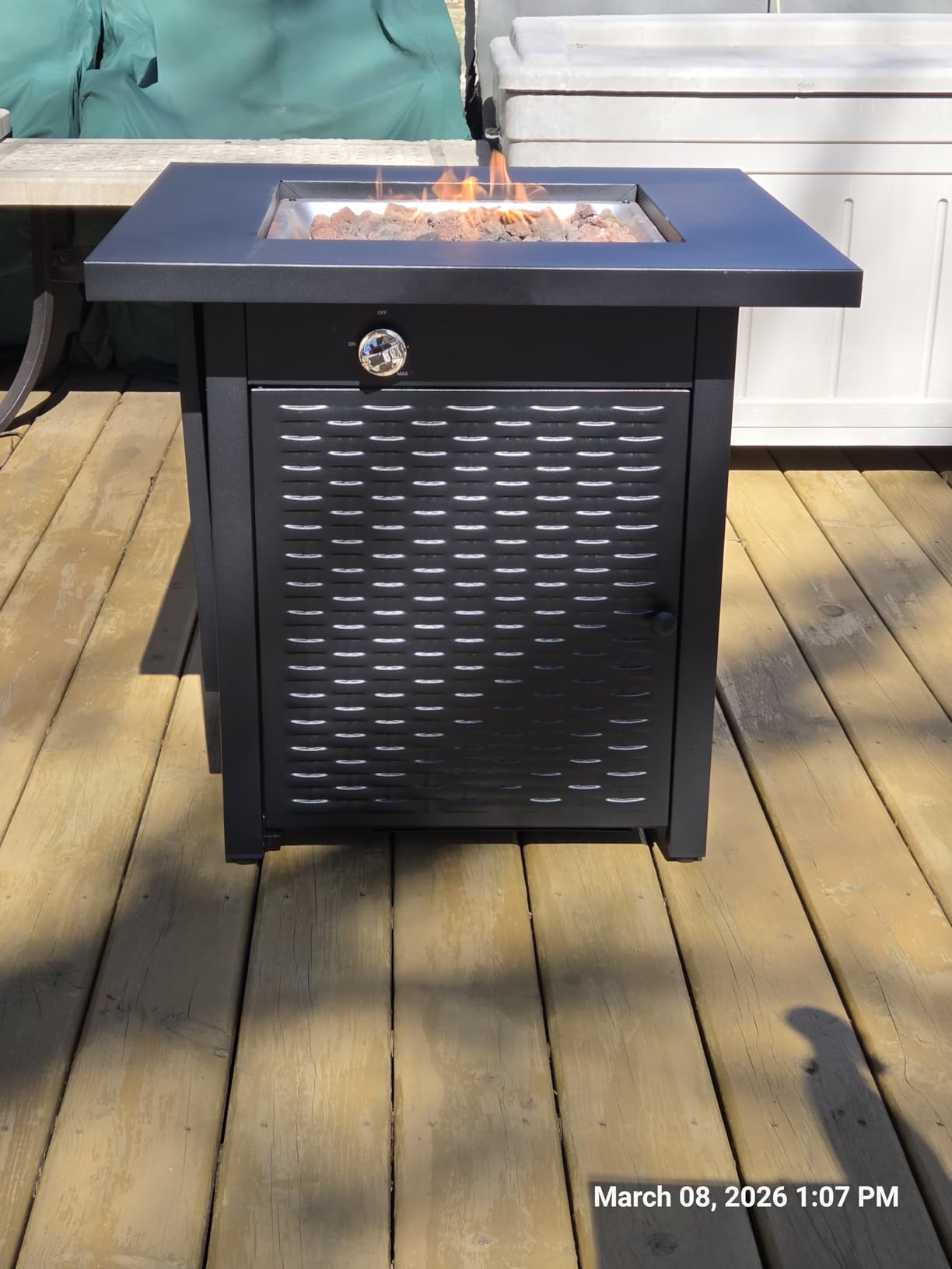 Ciays 42 Inch Gas Fire Pit Table, 60,000 BTU Propane Pits for Outside with Steel Lid and Lava Rock, 2 in 1 Firepit Table Gatherings Parties on Patio Deck Garden Backyard, Black customer photo 2