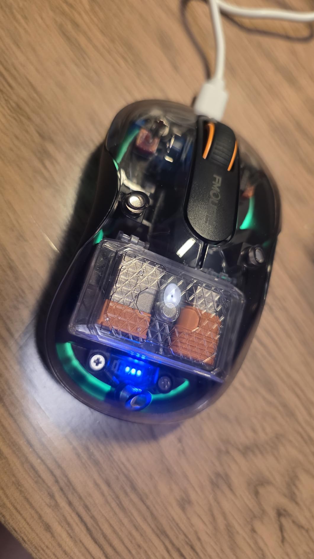 FMOUSE Creative Transparent Wireless Mouse, Dual Bluetooth & 2.4GHz for Multi Device, USB-C Receiver Ideal for MacBook/Laptops, Rechargeable, Silent, Portable, Cool LED, Ergonomic - Grey customer photo 1