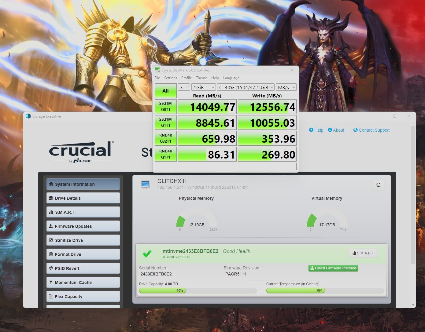 Crucial T705 PCIe Gen5 NVMe 4TB SSD, Up to 14,100MB/s, TLC NAND, Intel & Ryzen Compatible, for Hardcore Gaming & High-Speed Storage, Solid State Drive, Includes 1Mo Adobe CC customer photo 2