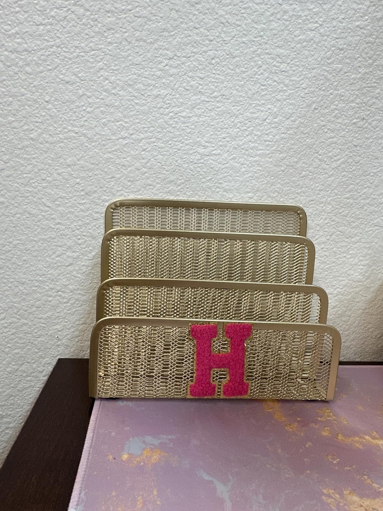 BLU MONACO | Gold Metal Mesh Mail Sorter Organizer Countertop | Paper Sorter for Desk with Three Tiers | Letter Organizer and Outgoing Mail Holder customer photo 1