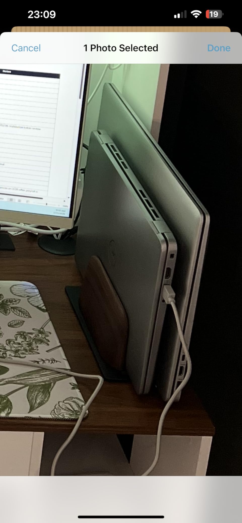 UPERGO Vertical Laptop Stand, Dual Slot Wooden Laptop Holder Vertical for Desk, Width Adjustable Dock for MacBook Pro and Other Laptops customer photo 1