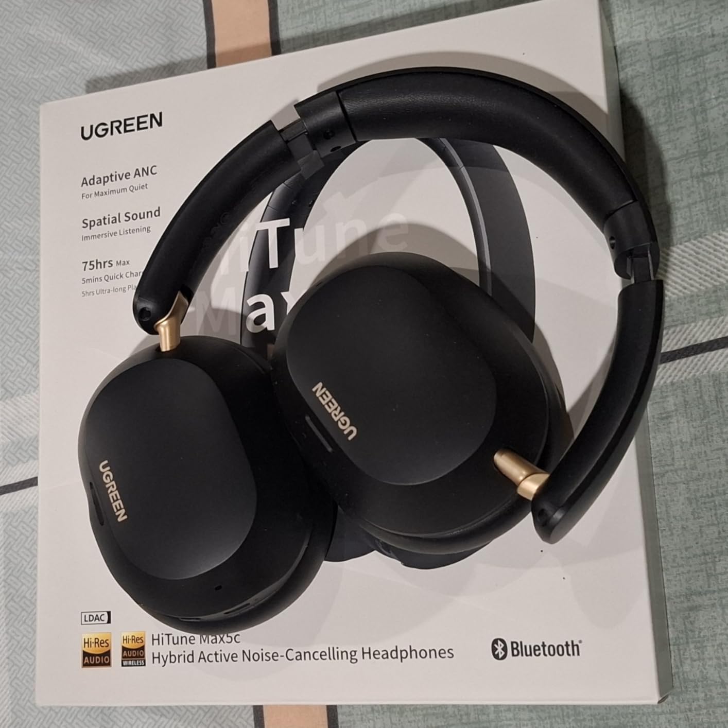 UGREEN HiTune Max5c Wireless Headphones Hybrid Active Noise Cancelling Bluetooth 5.4 ANC Over Ear Earphone, Hi-Res LDAC & Spatial Audio, Clear Call with Mic, EQ & App, 75H Playtime, Dual Connection customer photo 2