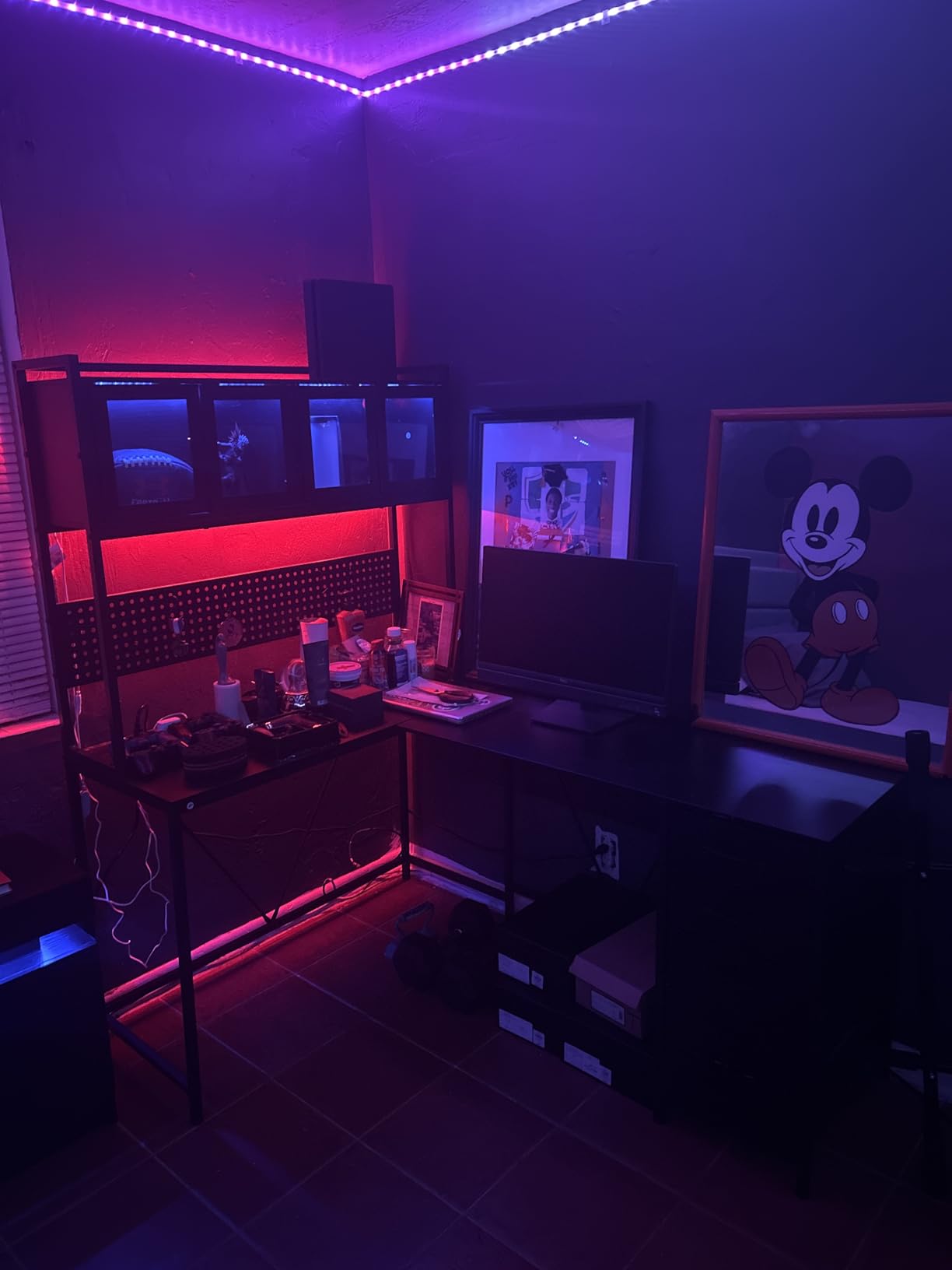 SEDETA L Shaped Gaming Desk with Drawers, L Shaped Computer Desk with Hutch and Storage Shelves, Gaming Desk with Pegboard, Led Lights, and Power Outlet, Home Office Desk, Corner Desk, Black customer photo 1