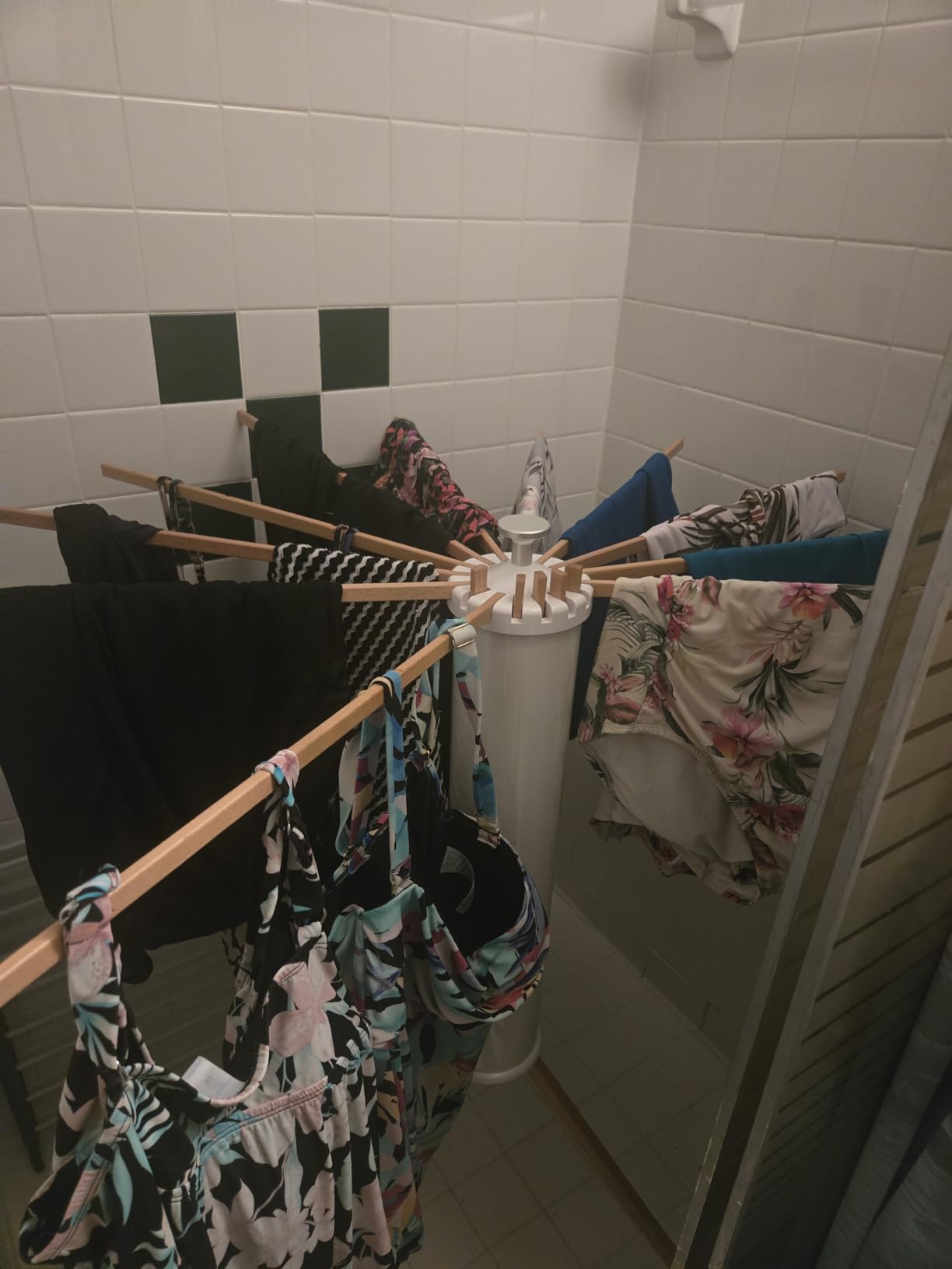 Clothes Drying Rack Tripod, Drying Rack Clothing, Laundry Drying Rack, Floor Standing, 16 Wooden Poles, Collapsible Drying Racks for Laundry, Retractable, Foldable, Folding customer photo 2