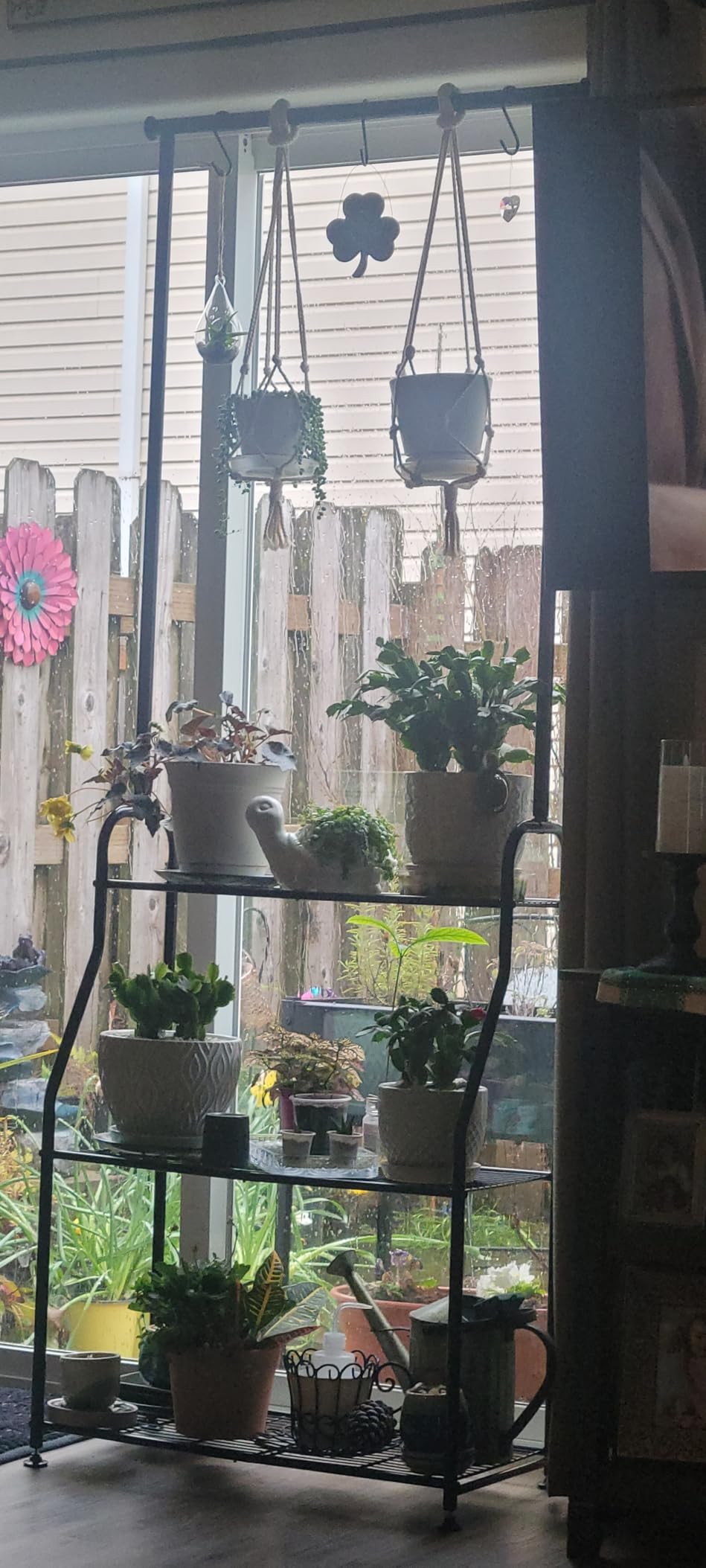 Simple Trending Plant Stand Indoor Outdoor, Metal 3 Tier Tall Hanging Plant Shelf for Multiple Flower Planter Large Heavy Duty Ladder Plant Holder for Garden, Black customer photo 1