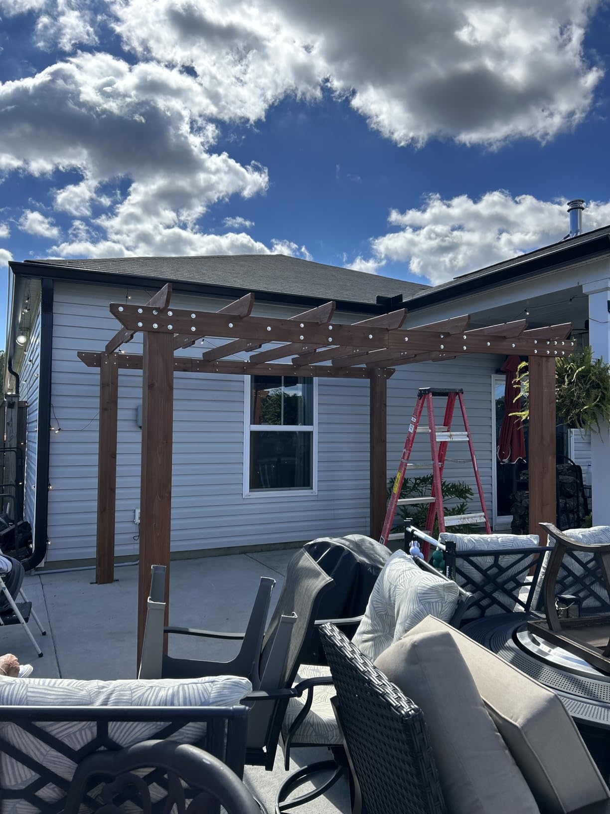 MUPATER 10x12 FT All Cedar Wooden Pergola, Kit with Stakes, Quality Supported Structure, Snow and Wind Supported,Outdoor Pergola with Cedar Framed for Backyard, Deck, Lawn customer photo 1