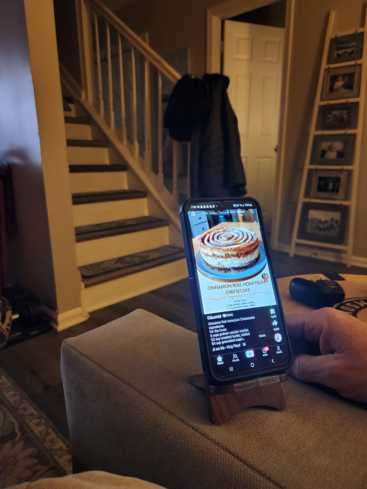 Solid Wood Phone Stand, Desktop Wooden Phone Stand, Simple Phone Holder (Walnut Wood) customer photo 1