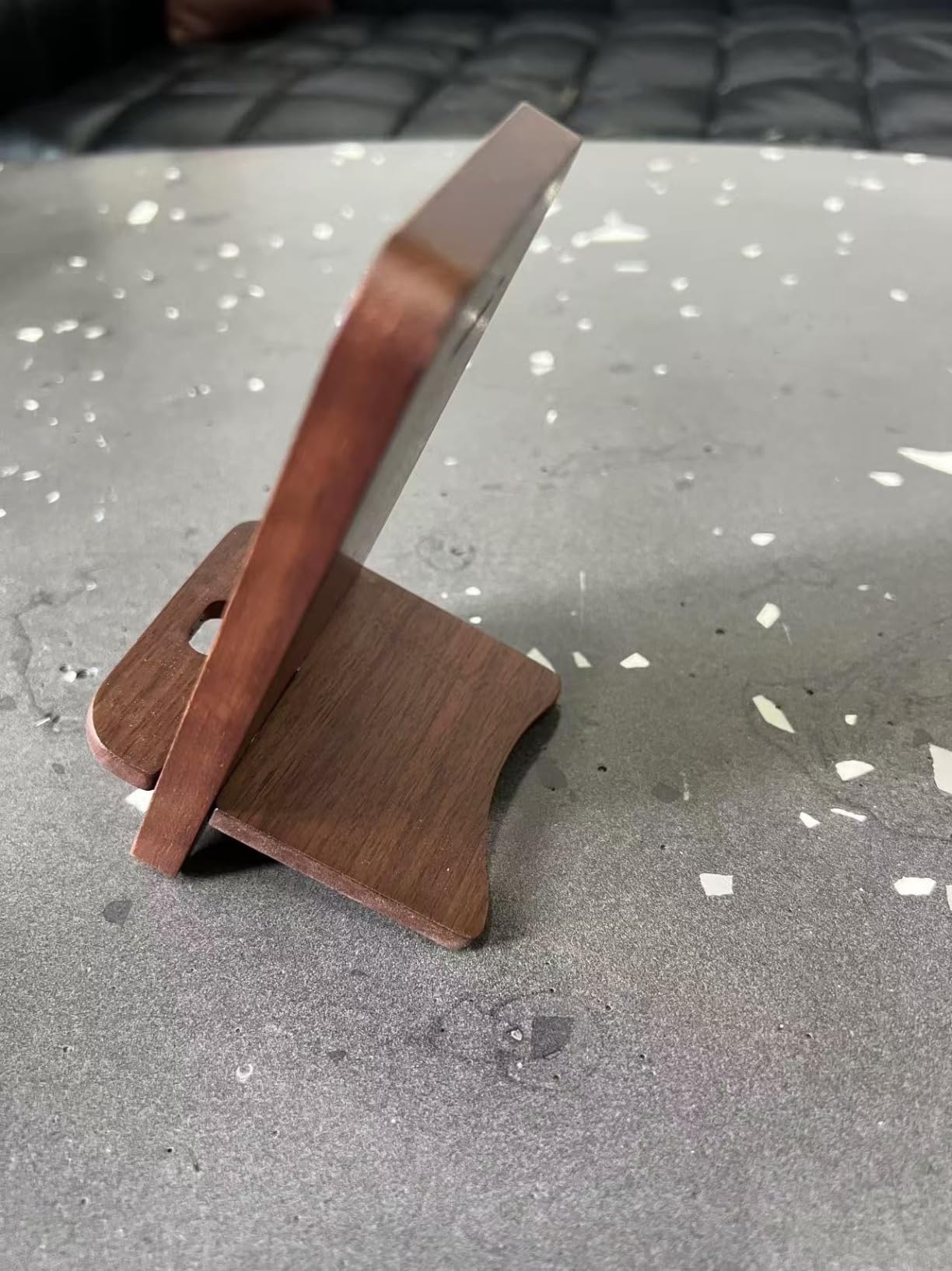 Solid Wood Phone Stand, Desktop Wooden Phone Stand, Simple Phone Holder (Walnut Wood) customer photo 2