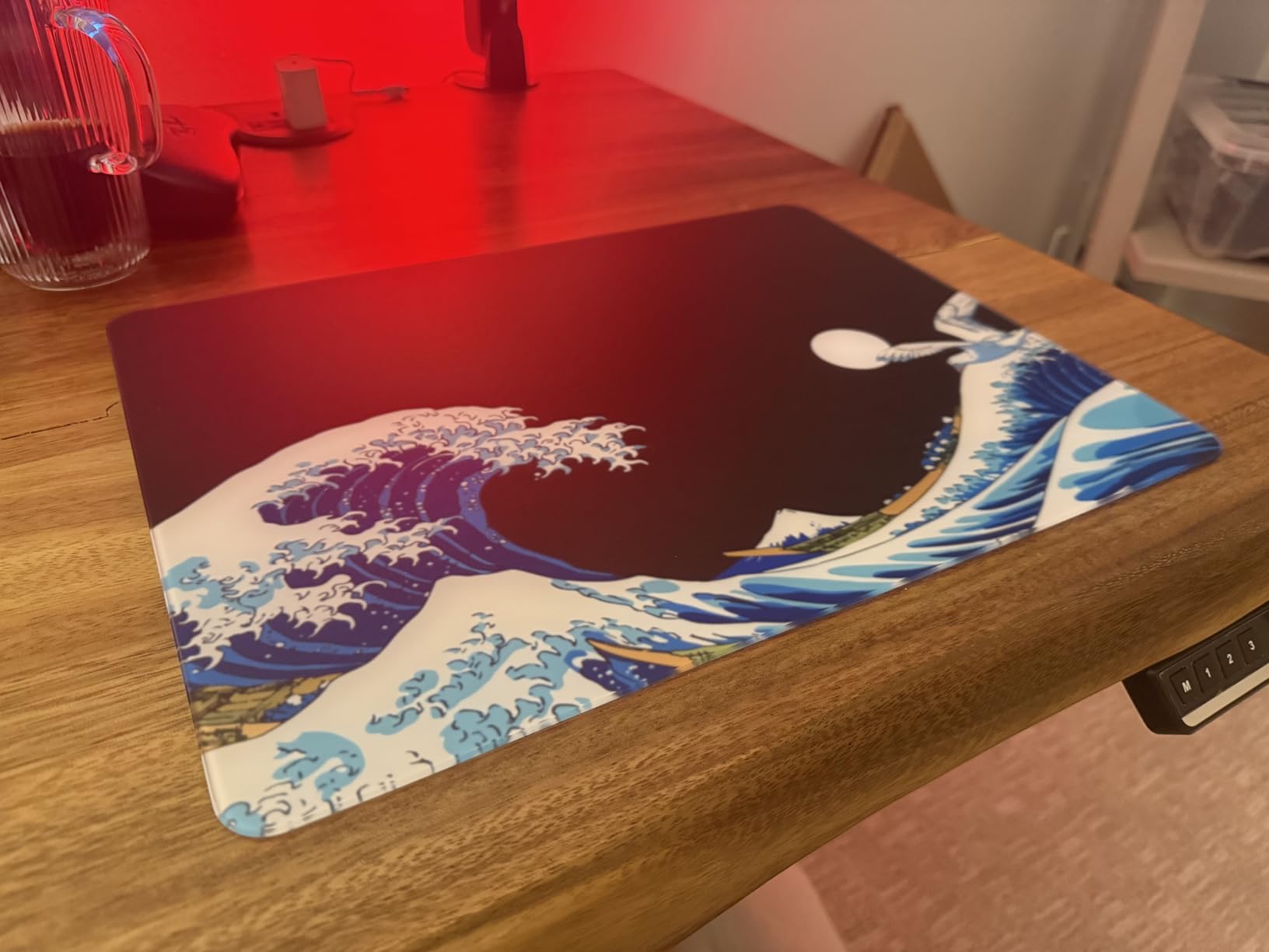 Glass Gaming Mouse Pad, Black Kanagawa Hard Mousepads for Gaming, Professional Large Mouse Mat 410mm*310mm, Special Glass Surface with Improved Precision and Speed customer photo 2