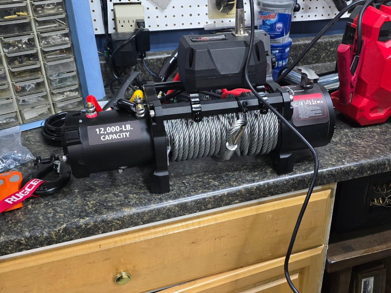 RUGCEL WINCH 12000lb Waterproof Electric Truck Winch 12V Steel Rope Winch with Roller Fairlead, Wired Handle and 2 Infrared Remote,for Truck and Wrangler in Car Lift customer photo 1