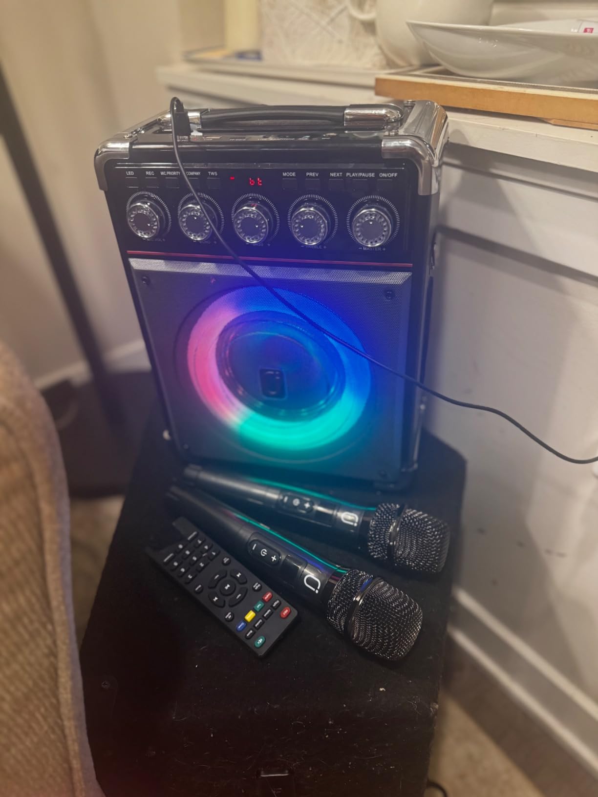Karaoke Machine with 2 Microphones: HWWR Portable Karaoke Machine for Adults Kids, Bluetooth 5.3 Party Speaker with Echo Adjustment customer photo 1