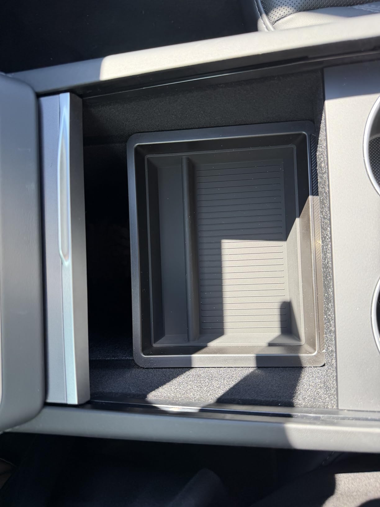 Spigen Center Console Organizer for Tesla Model Y Juniper (Only Premium & Performance 2026) and Model 3 Highland (Standard, Premium & Performance 2024/25/26) with Smooth Slide Technology - [Sliding] customer photo 2