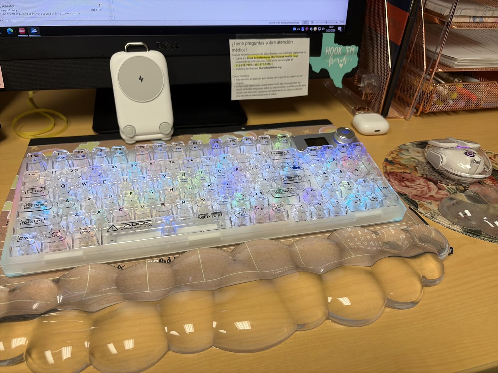F98 Pro 95% Hot-Swappable Mechanical Keyboard - Transparent Keycaps, RGB Backlit Gaming Keyboard, Tri-Mode BT5.0/2.4G/USB-C, OLED Display, 4000mAh Battery, Pink customer photo 1