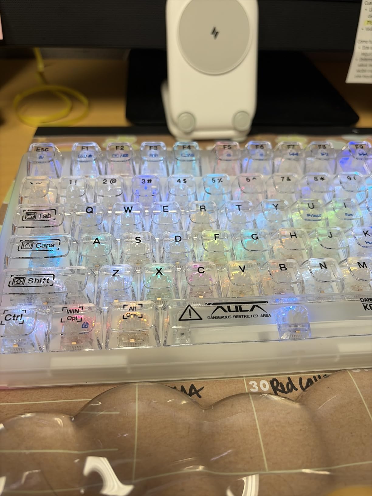F98 Pro 95% Hot-Swappable Mechanical Keyboard - Transparent Keycaps, RGB Backlit Gaming Keyboard, Tri-Mode BT5.0/2.4G/USB-C, OLED Display, 4000mAh Battery, Pink customer photo 2