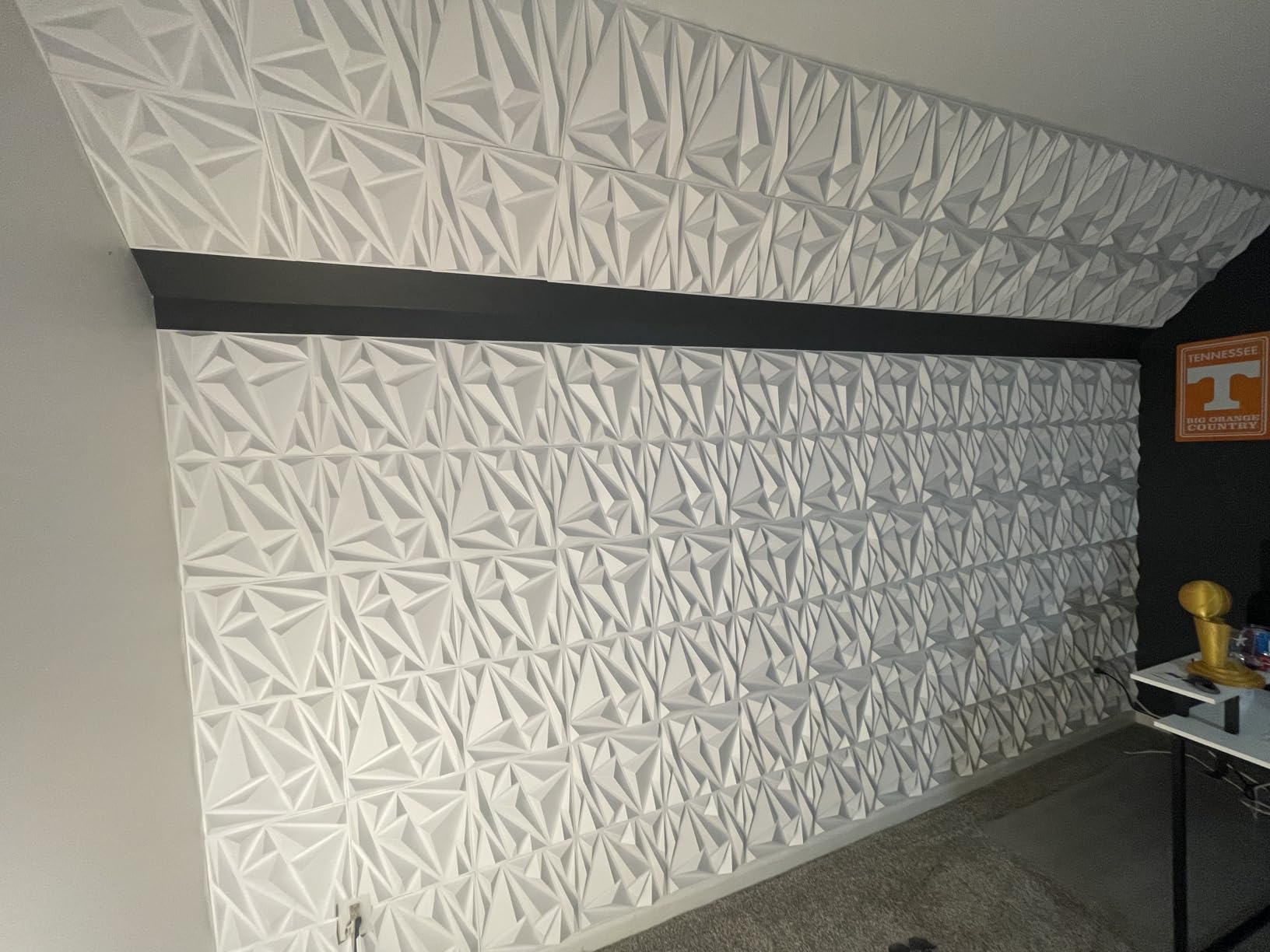 STICKGOO 33 Pack 3D Wall Panels for Interior Wall Decor, 12''x12'' White Accent Diamond Panels for Gaming Room Bedroom TV Background customer photo 1