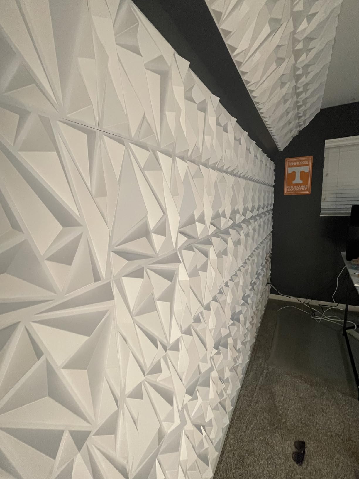 STICKGOO 33 Pack 3D Wall Panels for Interior Wall Decor, 12''x12'' White Accent Diamond Panels for Gaming Room Bedroom TV Background customer photo 2