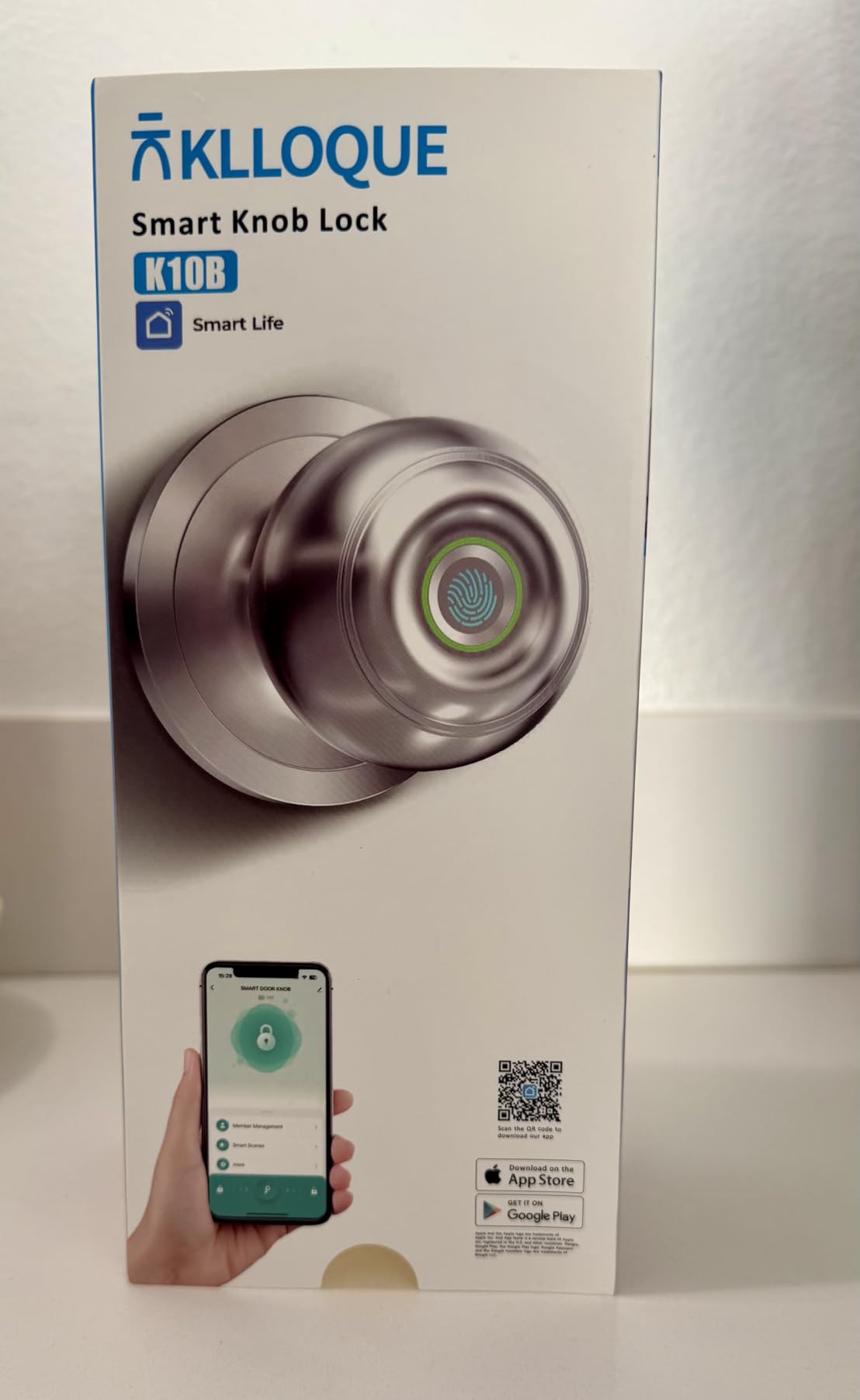 KLLOQUE Fingerprint Door Knob, Smart Fingerprint Door Knob with Lock, Biometric Door Locks with App Control & Key, Keyless Thumbprint Entry Door Locks for Bedroom, Front Door, Home, Apartment-Silver customer photo 2