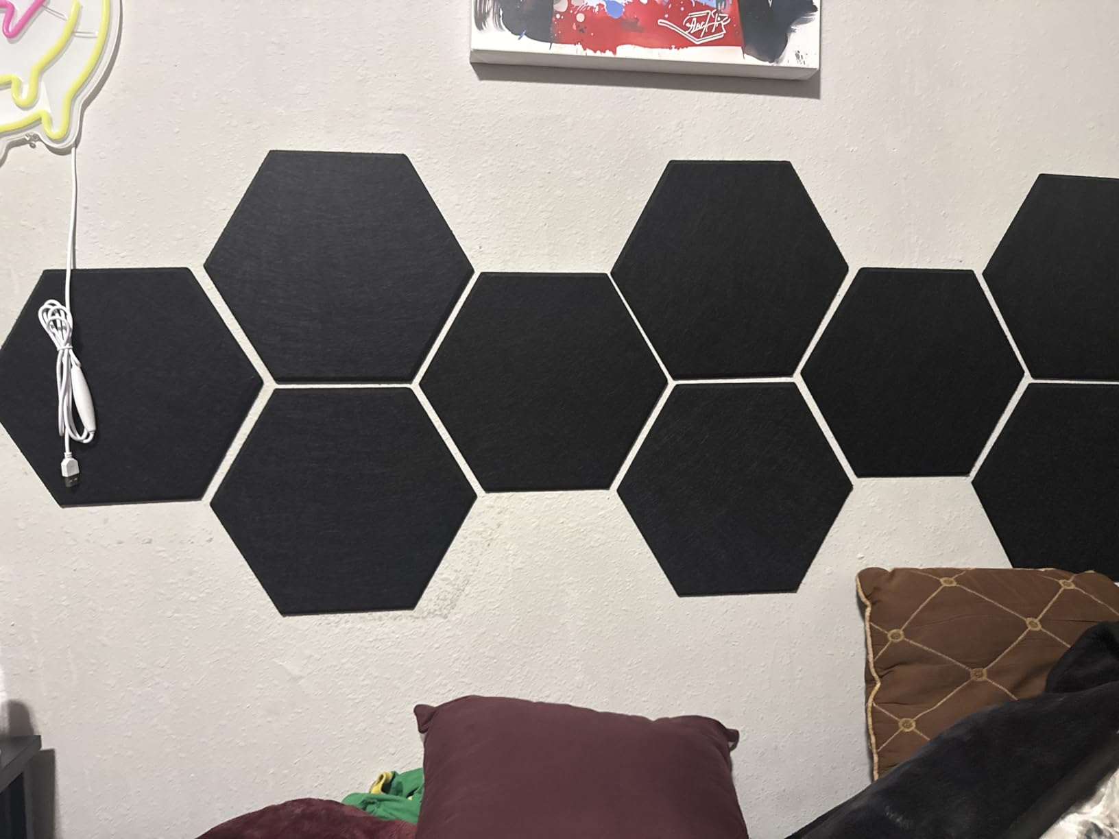 18 Pack Hexagon Acoustic Panels, Self-Adhesive Soundproof Wall Panels, High Density Acoustic Wall Panels, Sound Proofing Panels for Walls, Office, Reccording Studio, Ceiling 12