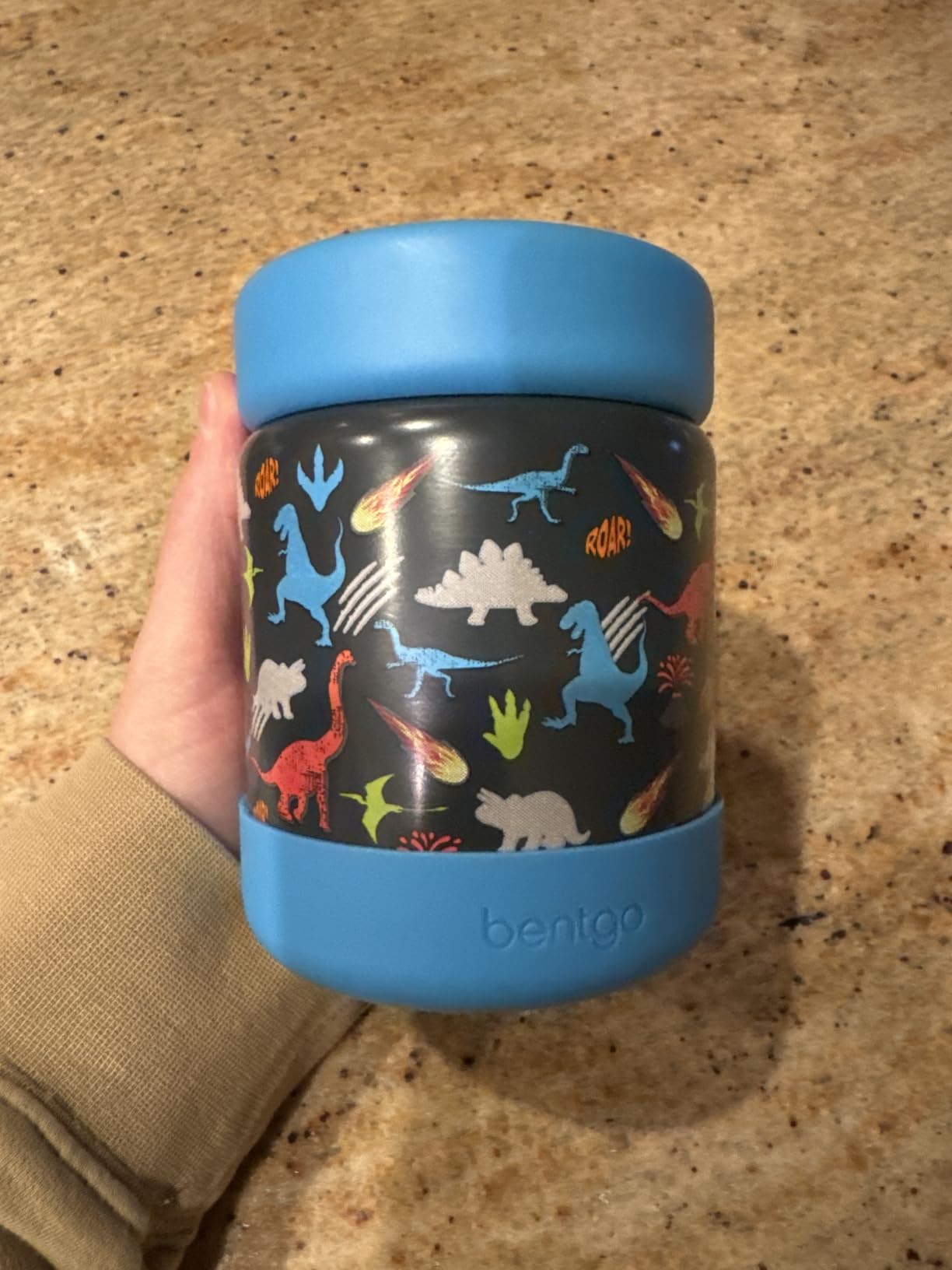 Bentgo Kids Stainless Steel Food Jar - 11oz Leak-Proof Double Insulated Hot or Cold Food Container with Removable Silicone Bumper, Dishwasher Safe, Easy Open Lid, Ages 3+ (Dinosaur) customer photo 2