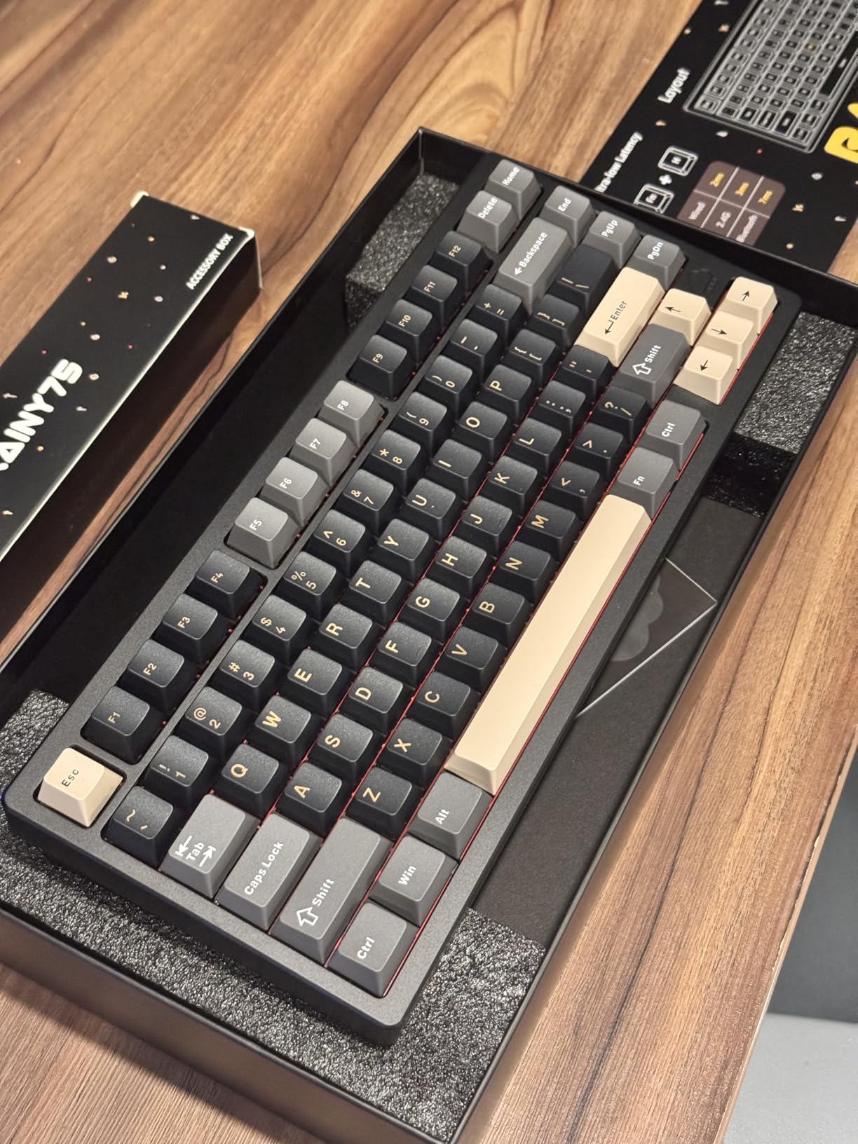 KEEBMONKEY WOBKEY Rainy 75 CNC Aluminum Mechanical Keyboard with Superior Acoustics, Triple-Mode Connectivity, RGB/FR4/Silver SUS304/7000mAh (Pro - Black) customer photo 2