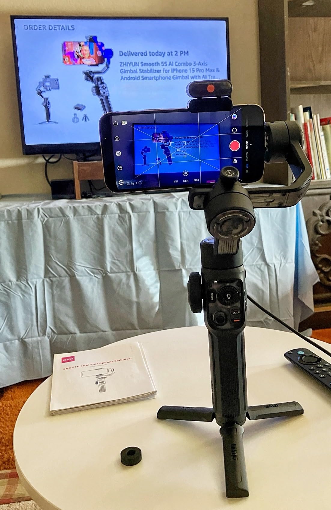 Zhiyun Smooth 5S AI Combo 3-Axis Gimbal Stabilizer for iPhone 15 Pro Max & Android Smartphone Gimbal with AI Tracker, Built-in Fill Light, Tripod customer photo 2