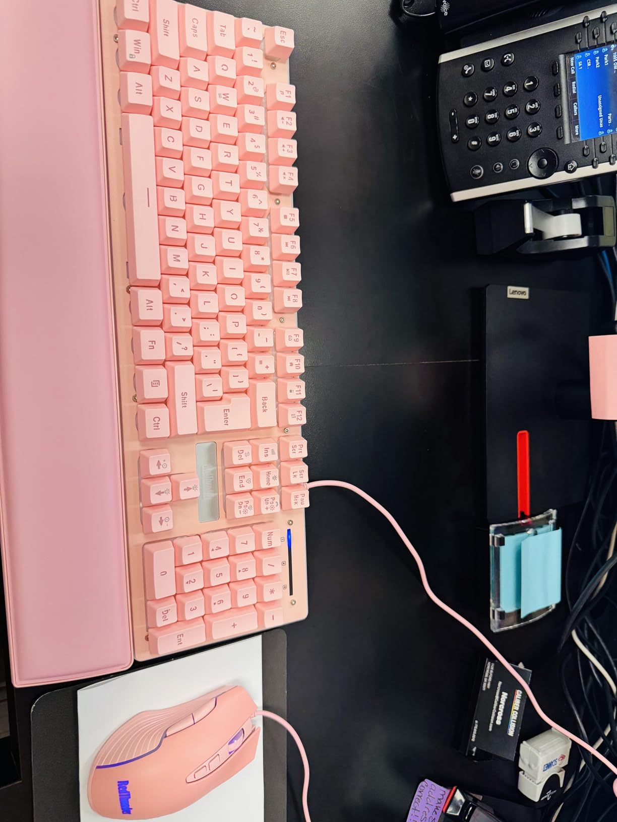 RedThunder K10 Wired Gaming Keyboard and Mouse and Wrist Rest Combo, RGB Backlit, Mechanical Feel Anti-ghosting Keyboard + 7D 7200 DPI Mice+Soft Leather Wrist Rest 3 in 1 PC Gamer Accessories(Pink) customer photo 2