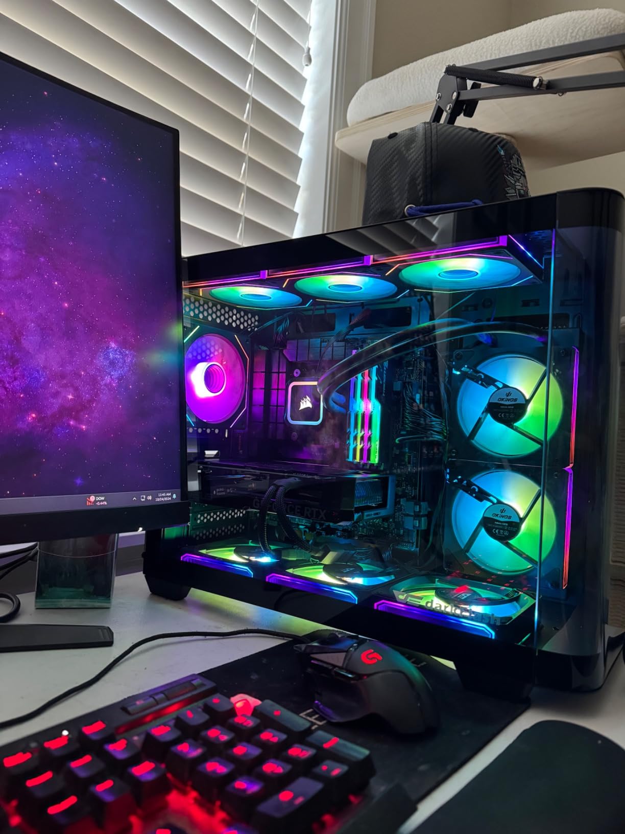 darkFlash Micro-ATX Gaming PC Case, MATX PC Case with 3 x 120mm ARGB Fans, Panoramic View Dual Tempered Curve Glass Computer Case, USB 3.0 Port, Supports Dual 360mm AIO, Black customer photo 1