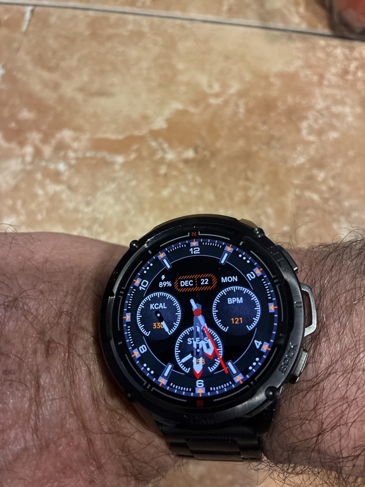 KOSPET Tank T3 Ultra GPS Smart Watch for Men-Pressure/Altitude/Compass, Extra-Large Battery, Stainless Steel Unibody Rugged Military Smartwatch Make/Answer Call, 5ATM Waterproof customer photo 1
