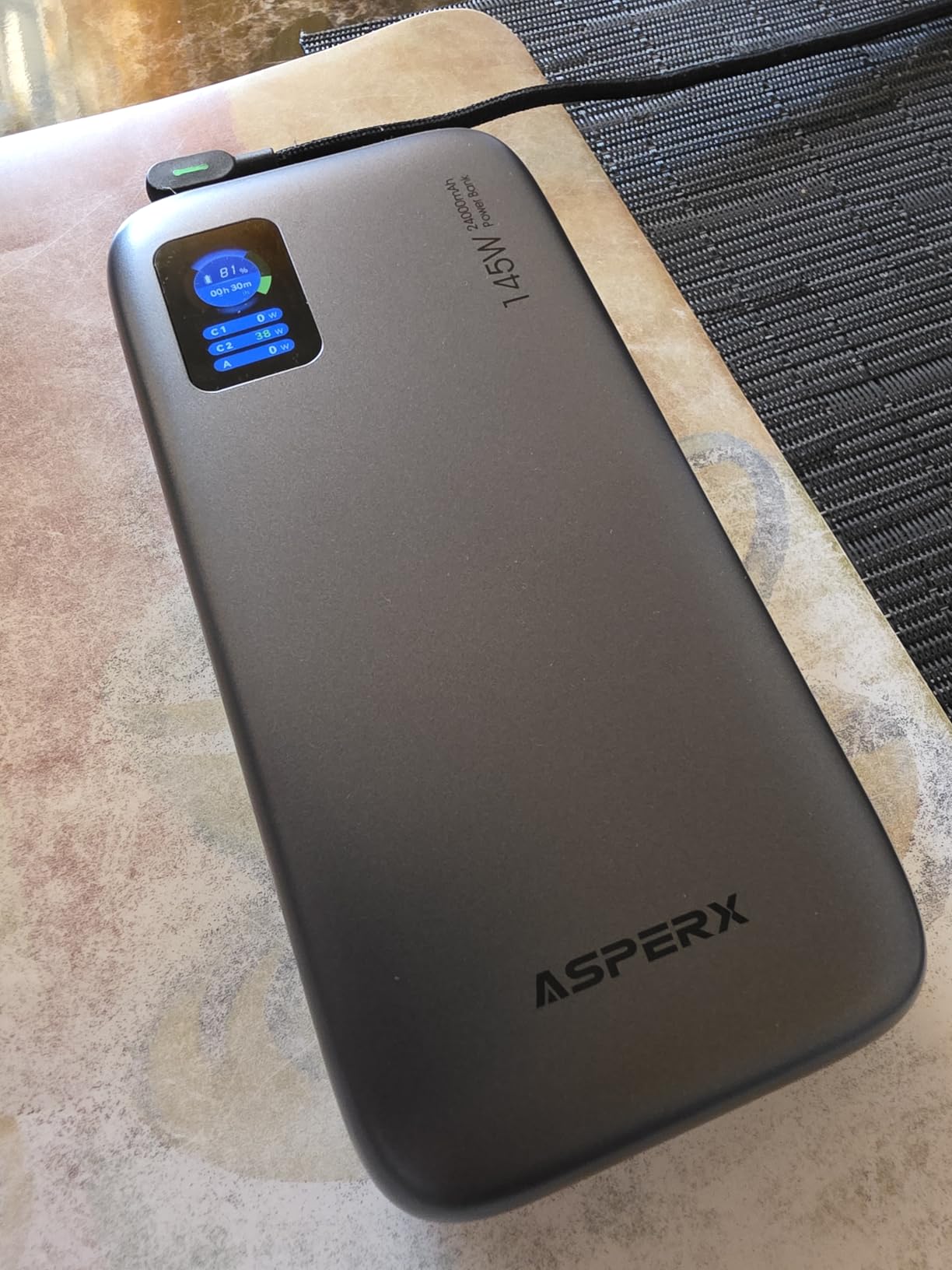 AsperX Laptop Power Bank, 25,000mAh 140W PD 3.1 Fast Charging Portable Charger, TFT Smart Display USB C Battery Pack(92.5Wh) for MacBook/iPhone 17/Dell XPS/Galaxy S25/Steam Deck/ipad (Flight-Approved) customer photo 2