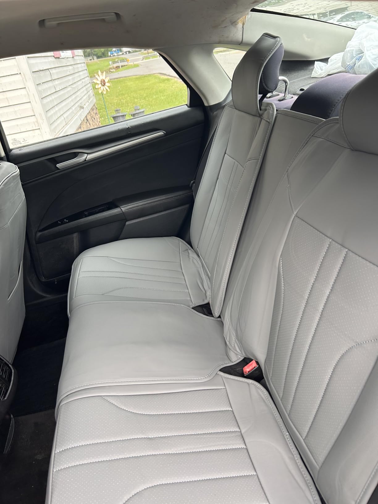 MINGBRON Car Seat Cover Full Set, Leather Car Seat Cover, Waterproof Seat Covers, Car Seat Cushion, Nappa Leather Seat Covers Car Seat Protector Universal Fit Most Cars Black customer photo 2