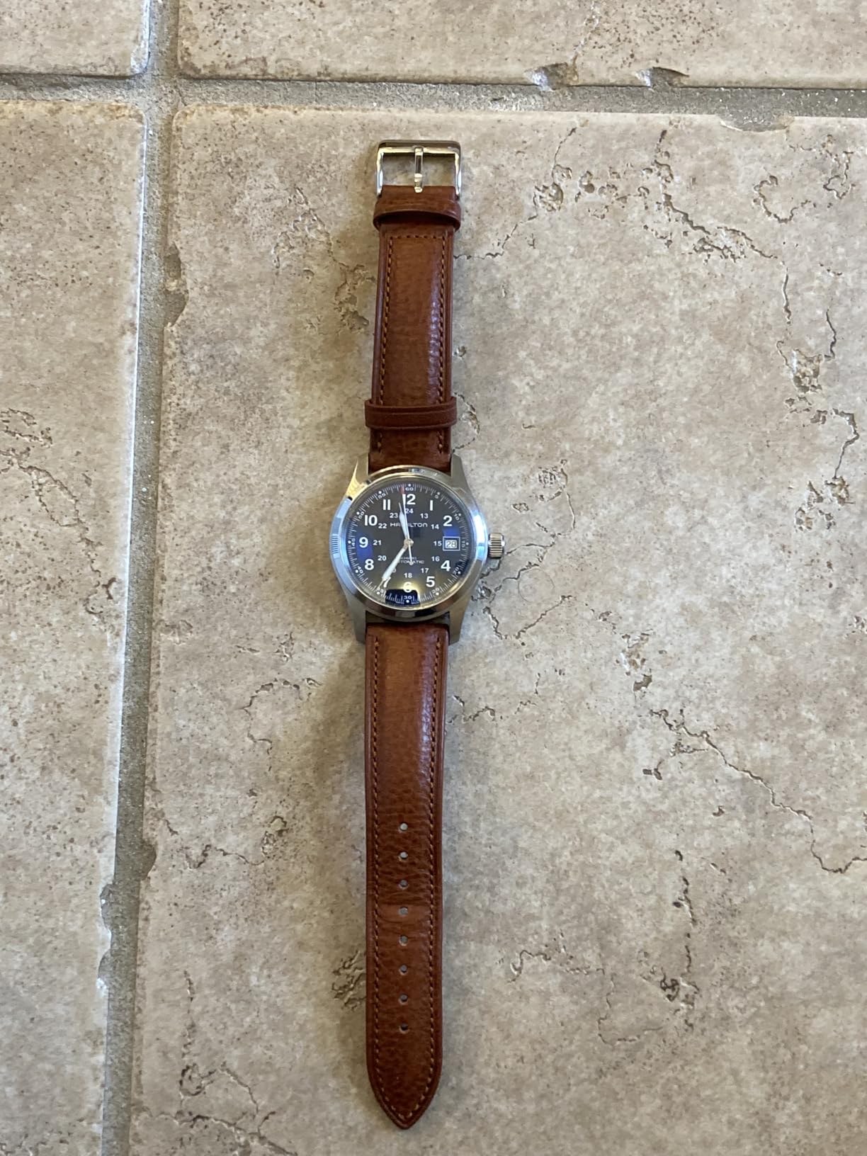 Getalia Italian leather Watch Band Tuscany Natural Vegetable-Tanned Full Grain Genuine Leather,18mm 19mm 20mm 21mm 22mm Quick Release Replacement Watch Straps for Men and Women Thick and Soft customer photo 2