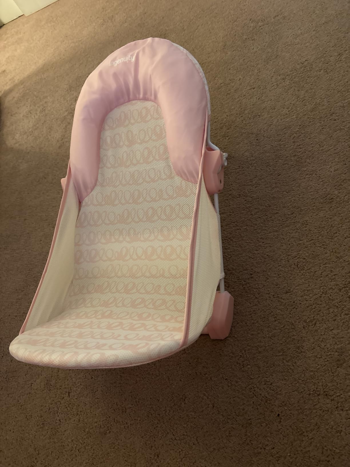 Ingenuity Foldaway 2-Position Bather, 2-Position Adjustable Support Baby Bath seat for Sink or Bathtub, Ages 0-6 Months, up to 20 pounds, Pink customer photo 2