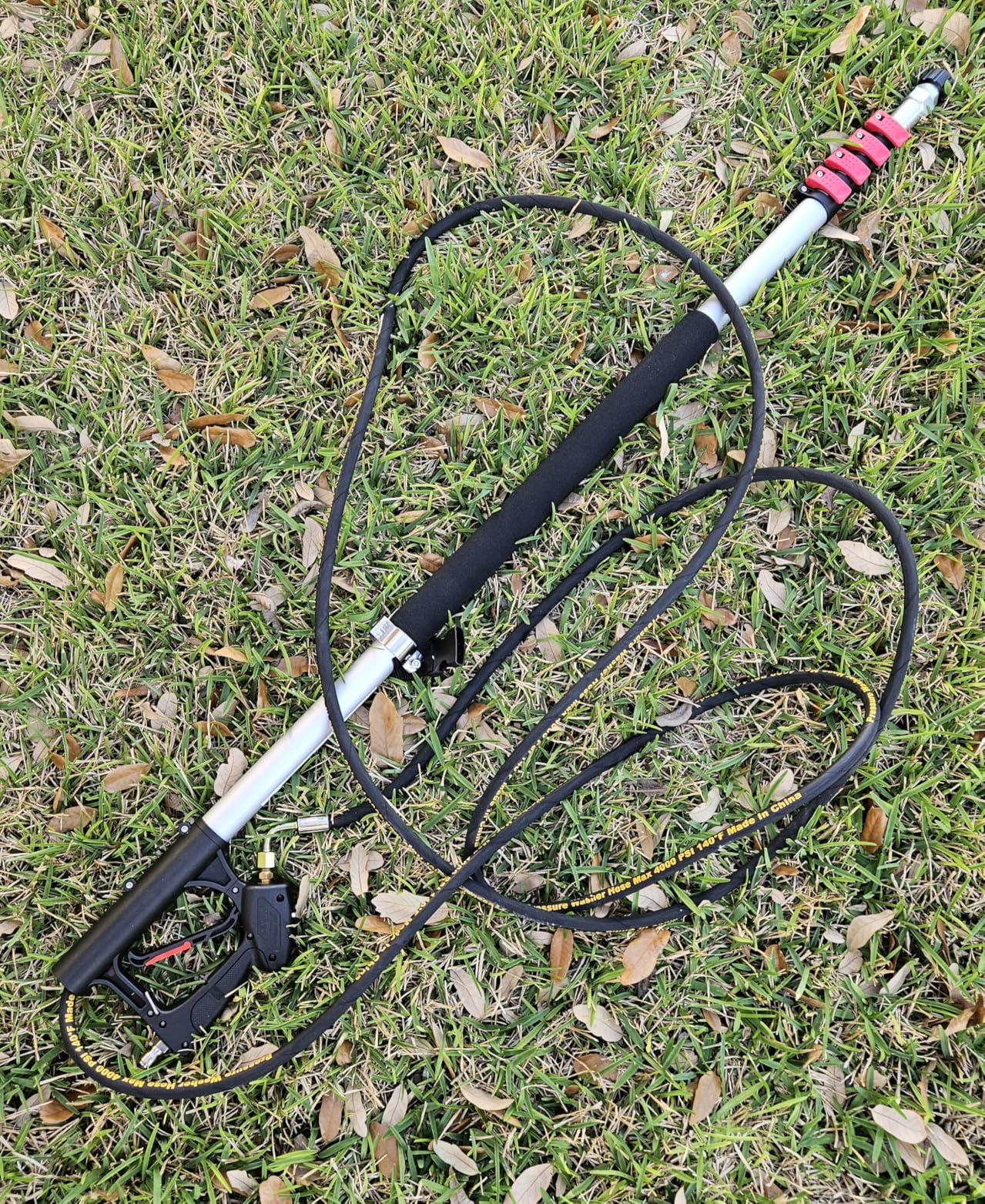 24 FT Gutter Cleaning Tools from The Ground - Telescoping Pressure Washer Wand - Gutter Cleaner Attachment with Power Washer Extension Wands, 7 Spray Nozzle Tips, 3 Hose Adapters and Support Belt customer photo 2