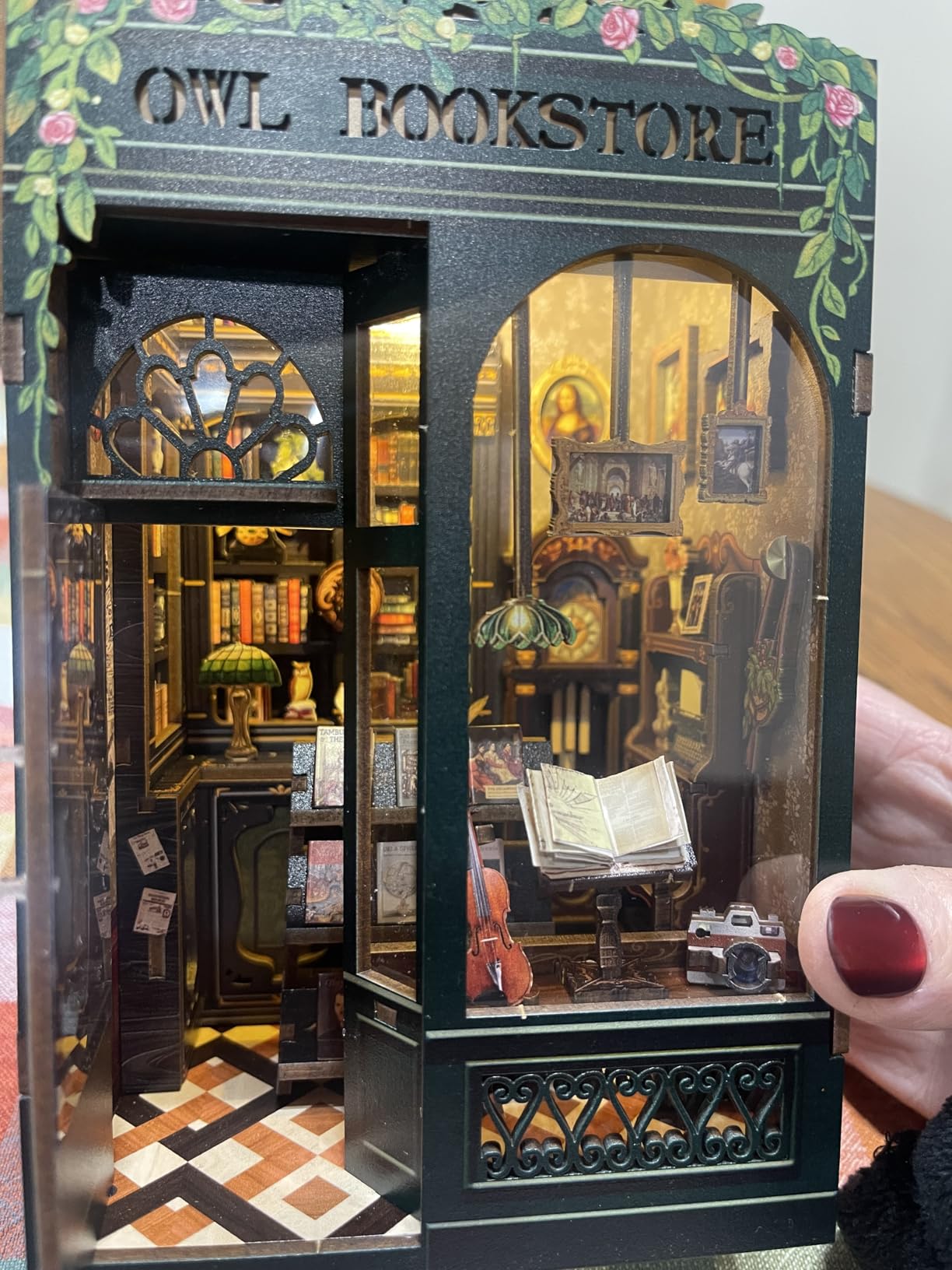 CUTEBEE Book Nook Kit - DIY Miniature House Kit for Adults, Teens and Beginners, Dollhouse Booknook Library Tiny House Bookshelf Decor 3D Wooden Puzzle, Gifts for Family, Friends (Owl Bookstore) customer photo 1