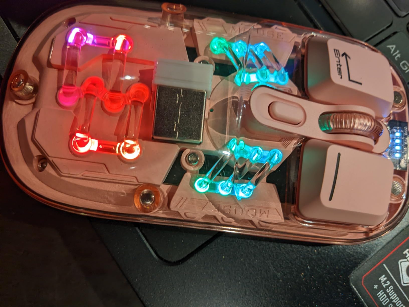 Wireless Bluetooth Mouse, Transparent BT + 2.4G Dual-Mode Mechanical Mouse with Magnetic Top Cover, Rechargeable RGB Backlit Gaming Mouse for Gaming/Esports/Desktop/Laptops/Tablets (White) customer photo 1