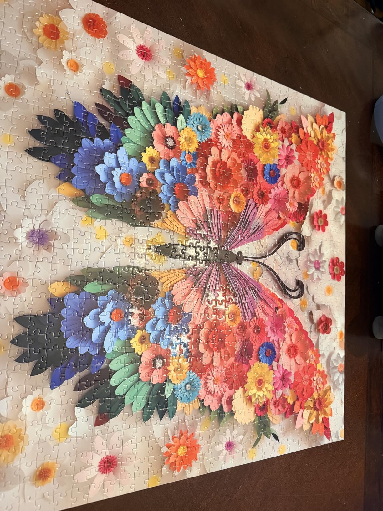 Butterfly Puzzles for Adults 1000 Pieces, Challenging Colorful Flower Butterflies Puzzles with Paper Art customer photo 2