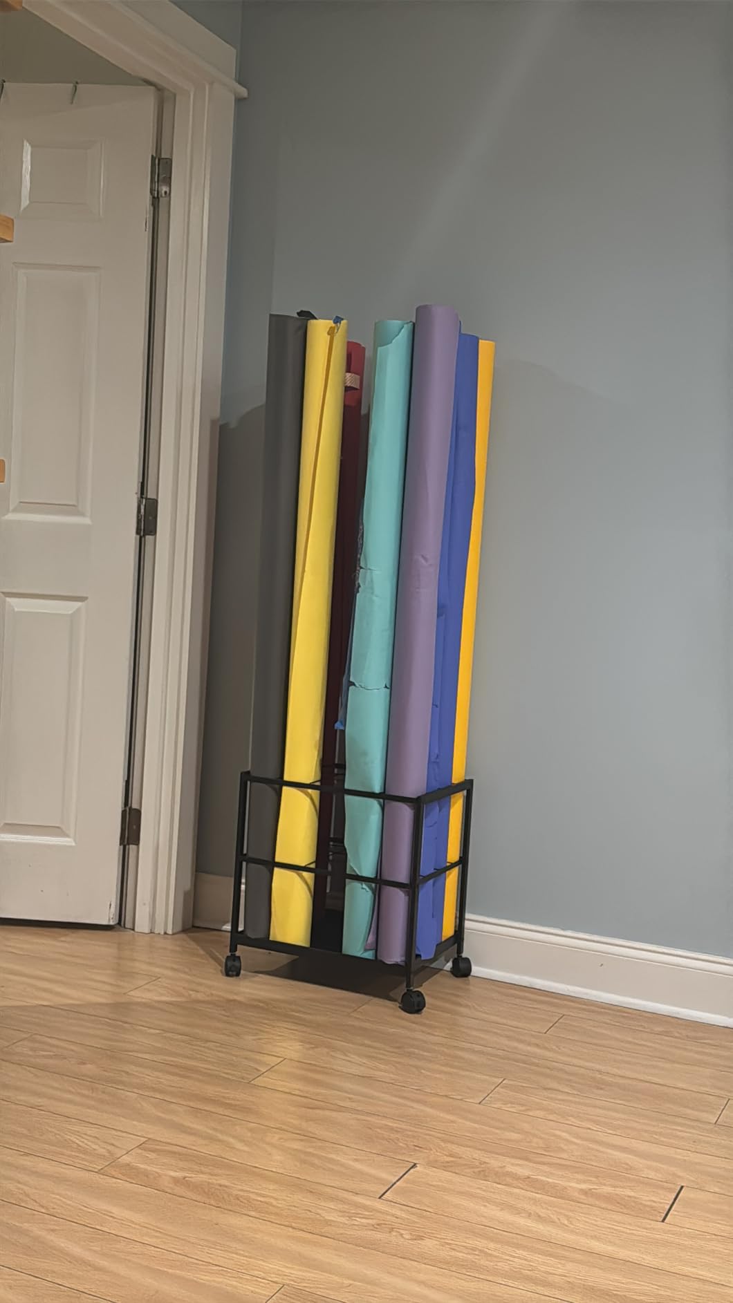Premium Blueprint Storage Rack Cart - 15 Slots Metal Blueprint Holder with Double-Layer Grids Ensures Secure, Non-Slip Storage, Organizing Posters, Architectural Plans, and Artwork Stably. customer photo 1