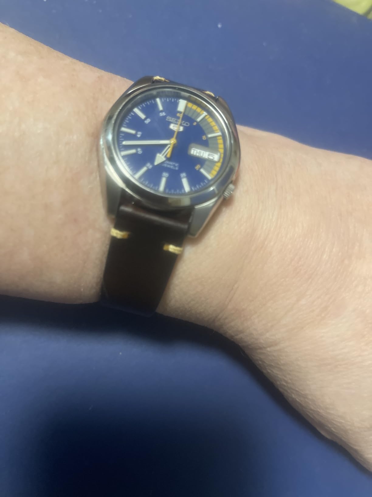 Getalia leather Watch Band Retro Oil wax Genuine Leather with Foldover Clasp customer photo 2